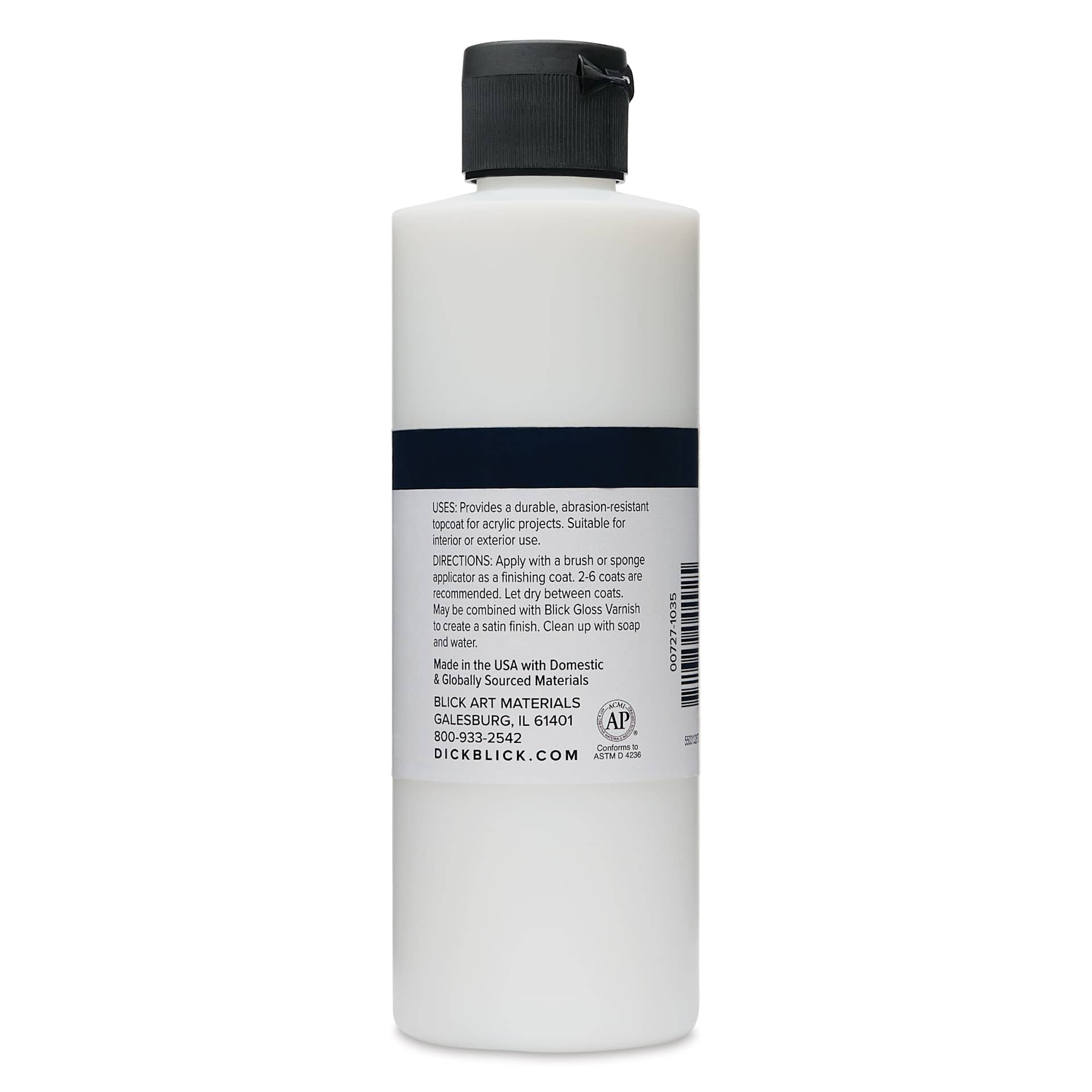Blick Matte Acrylic Varnish - Matte, back of 8 oz bottle