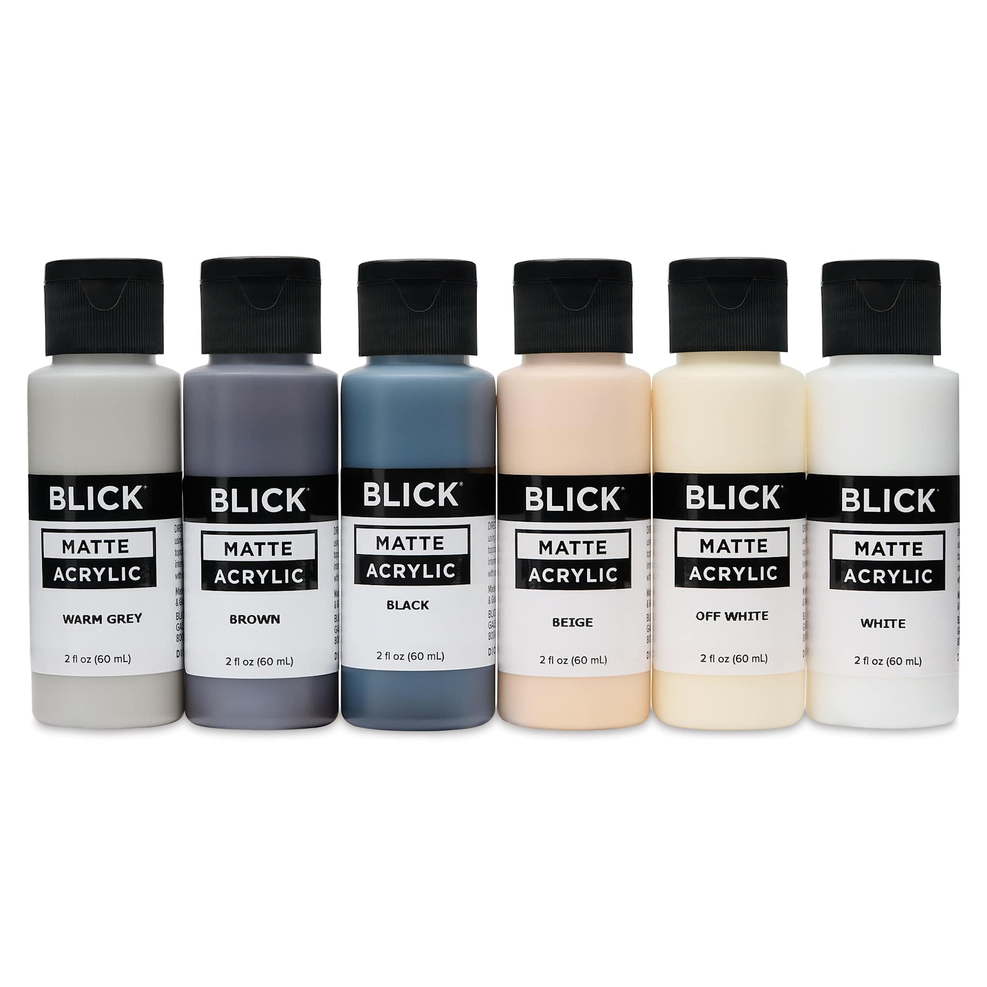 Blick Matte Acrylics - Set of 6, Neutral Colors, 2 oz