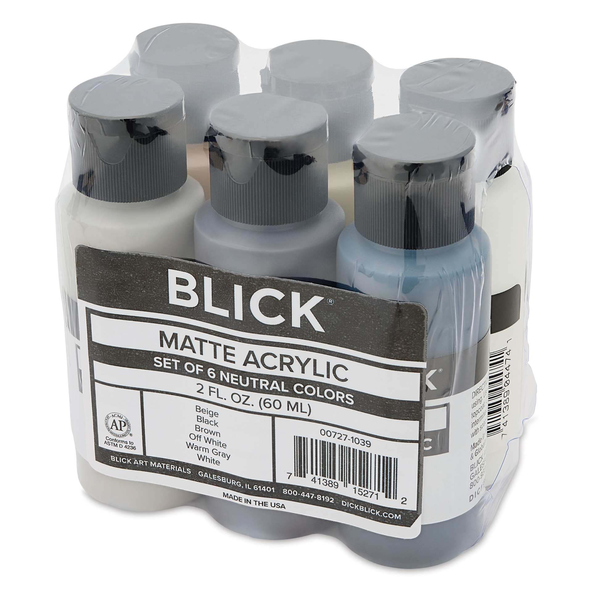 Blick Matte Acrylics - Set of 6, Neutral Colors, 2 oz