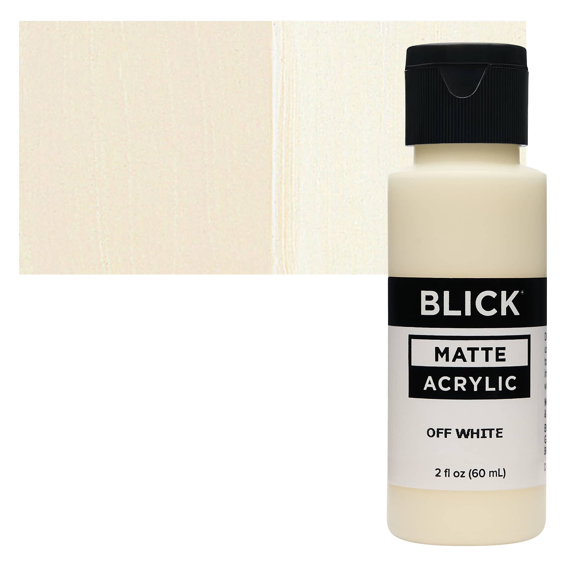 Blick Matte Acrylic - Off White, 2 oz bottle and swatch