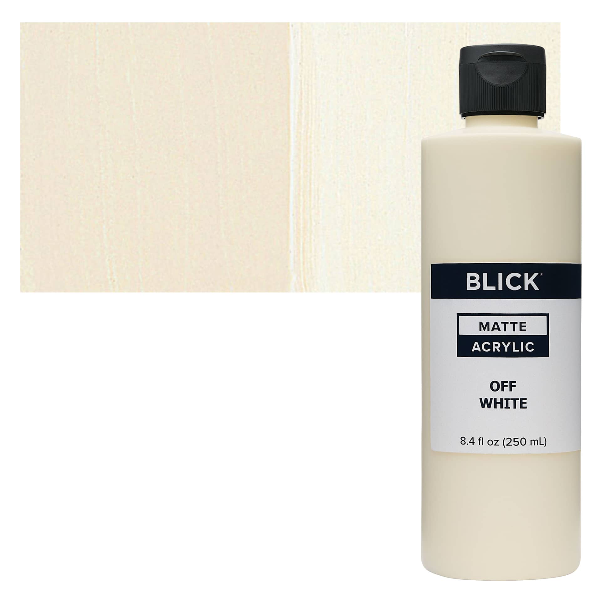 Blick Matte Acrylic - Off White, 8 oz bottle and swatch