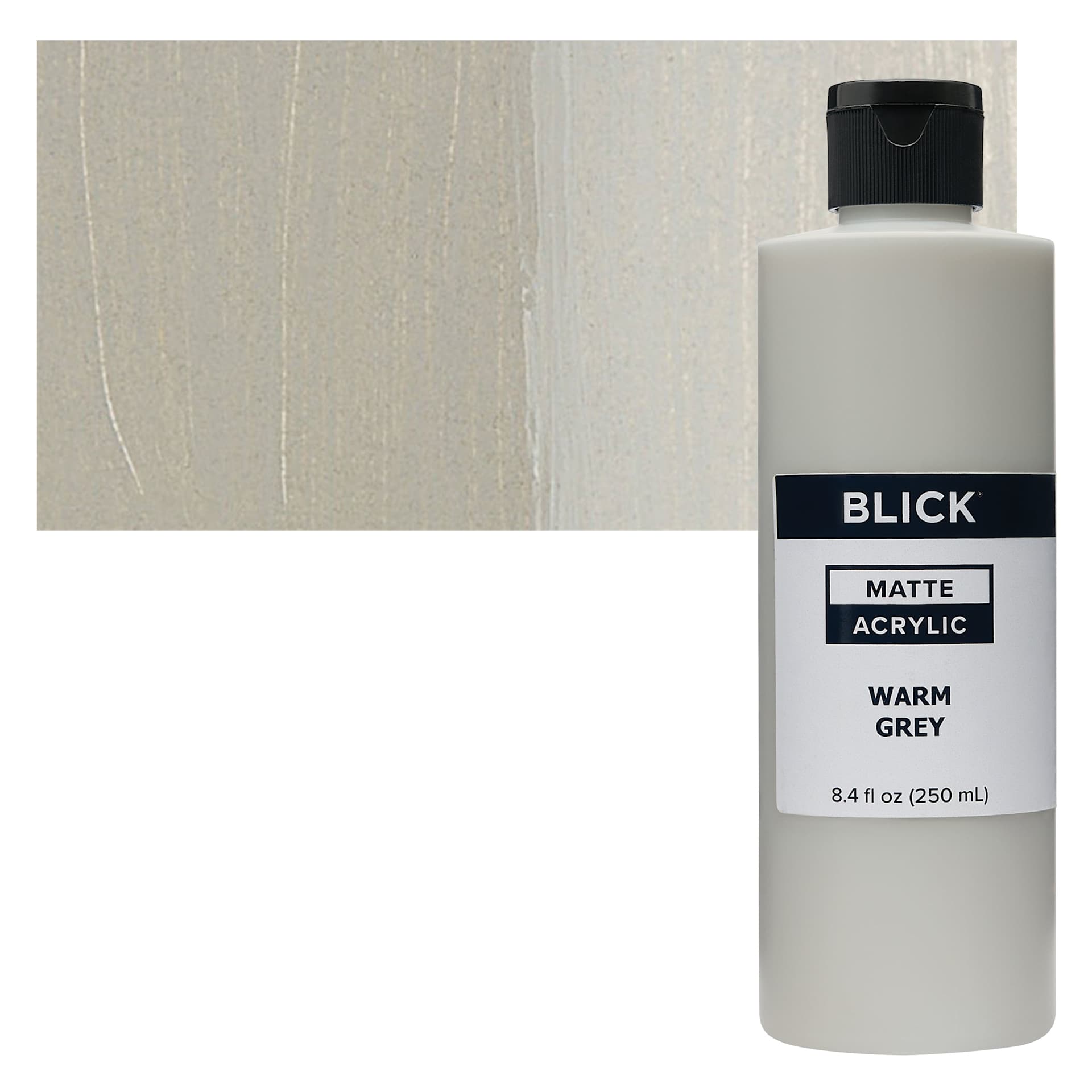 Blick Matte Acrylic - Warm Gray, 8 oz bottle and swatch