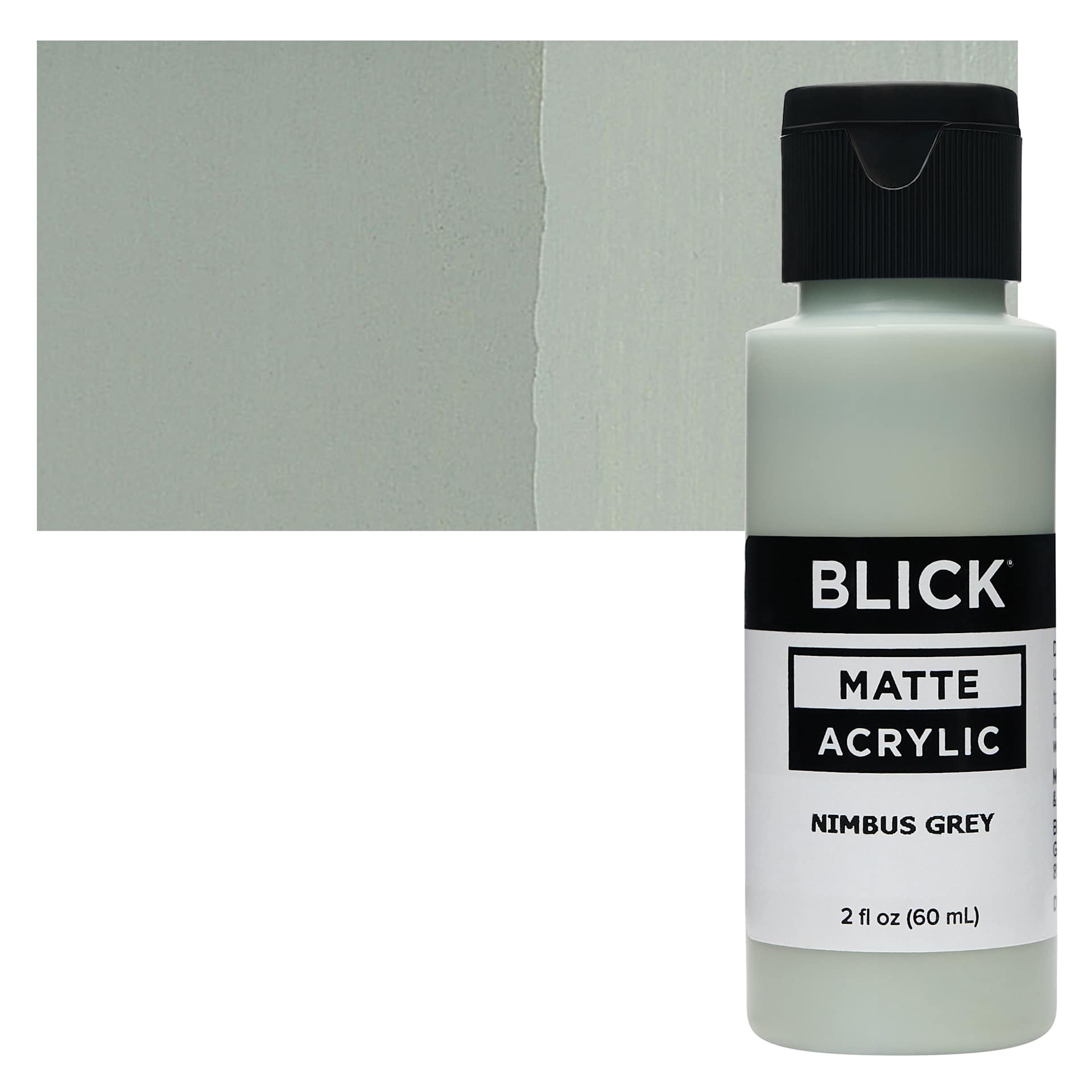 Blick Matte Acrylic - Nimbus Gray, 2 oz bottle and swatch