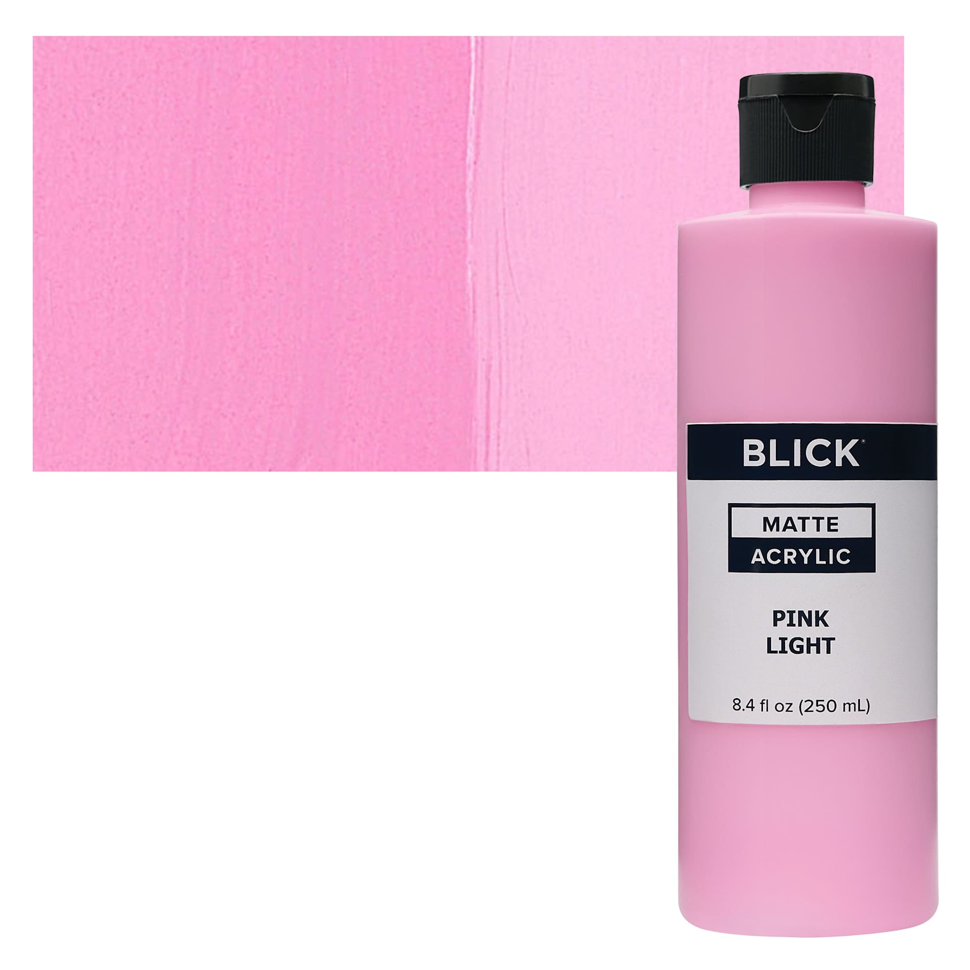 Blick Matte Acrylic - Pink Light, 8 oz bottle and swatch