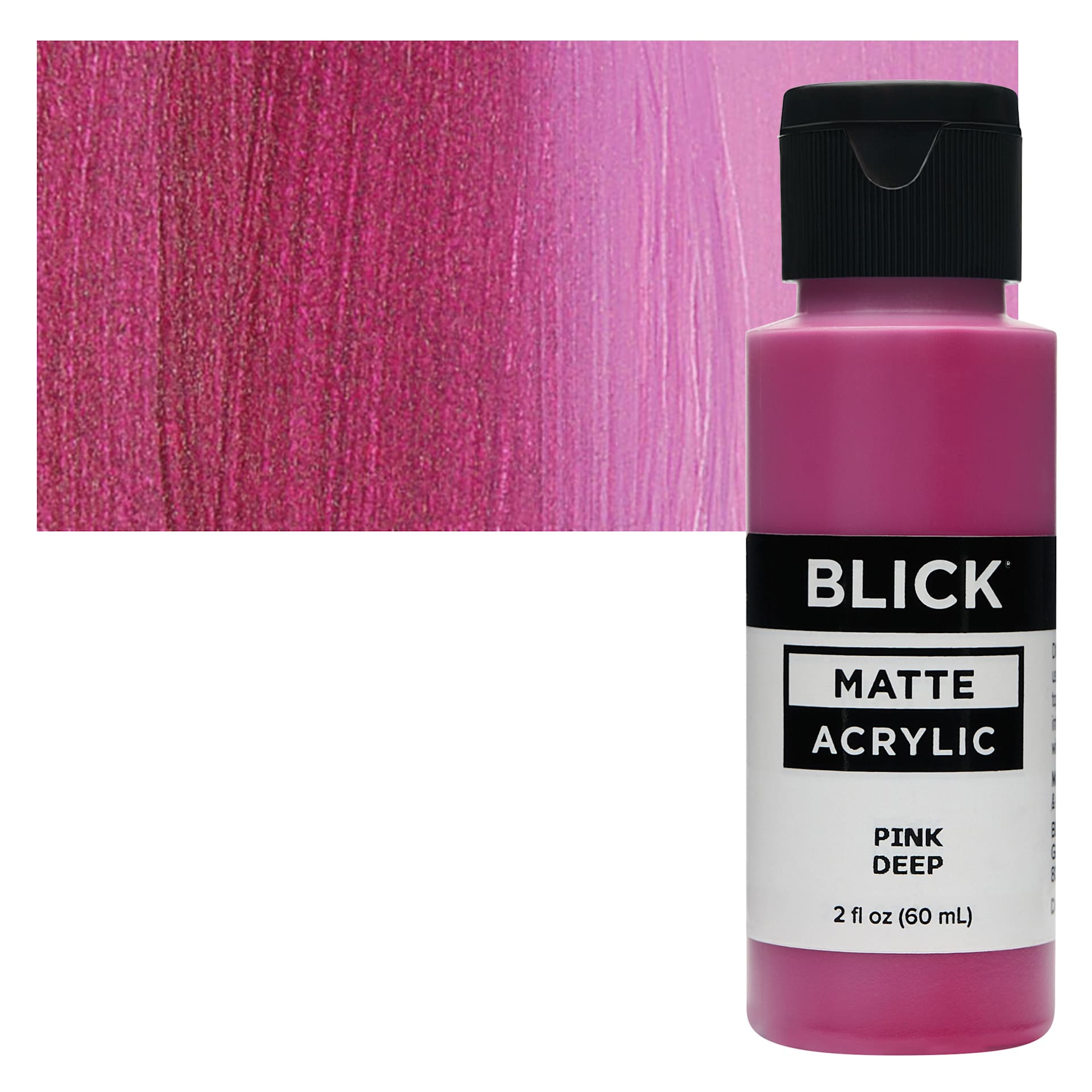 Blick Matte Acrylic - Pink Deep, 2 oz bottle and swatch