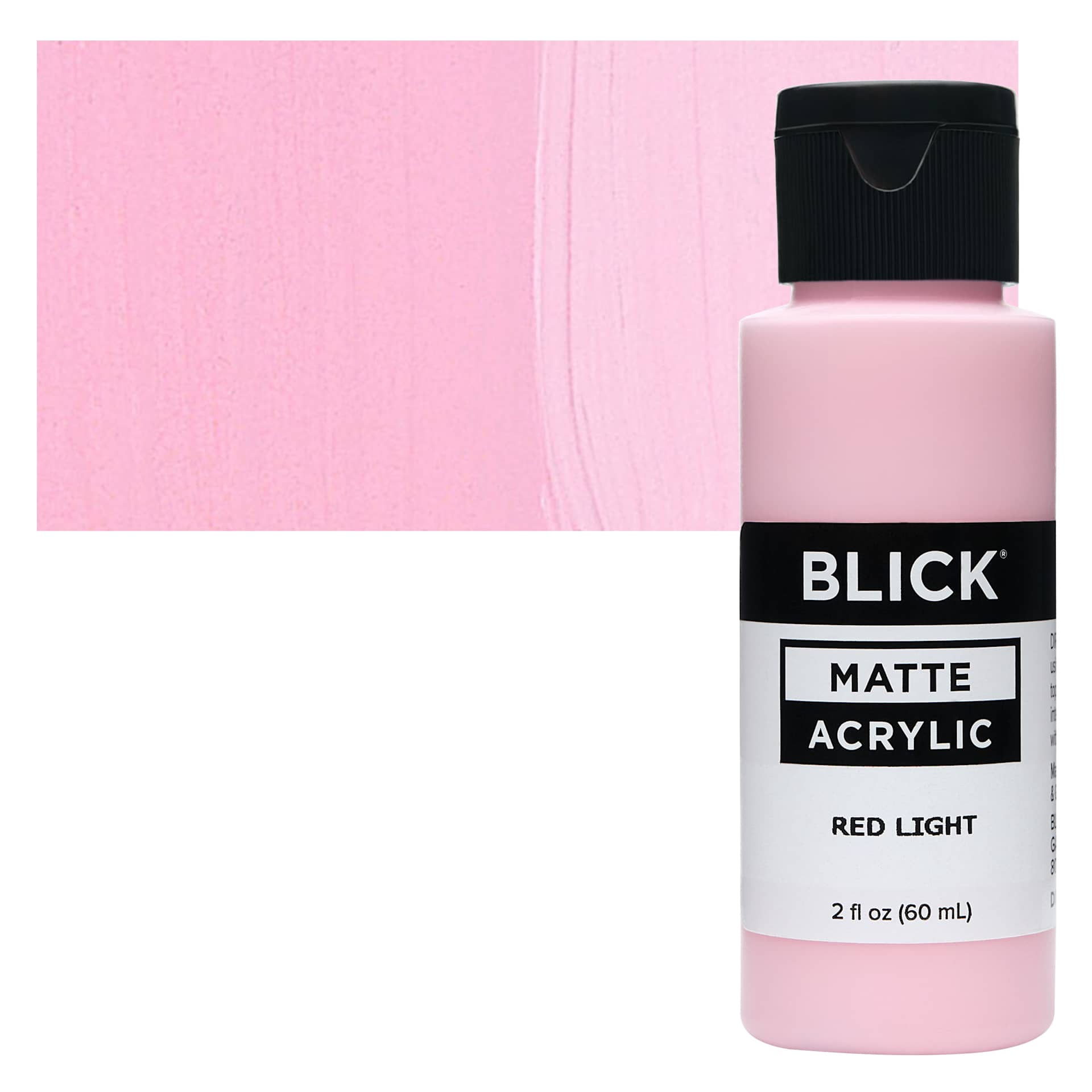 Blick Matte Acrylic - Red Light, 2 oz bottle and swatch