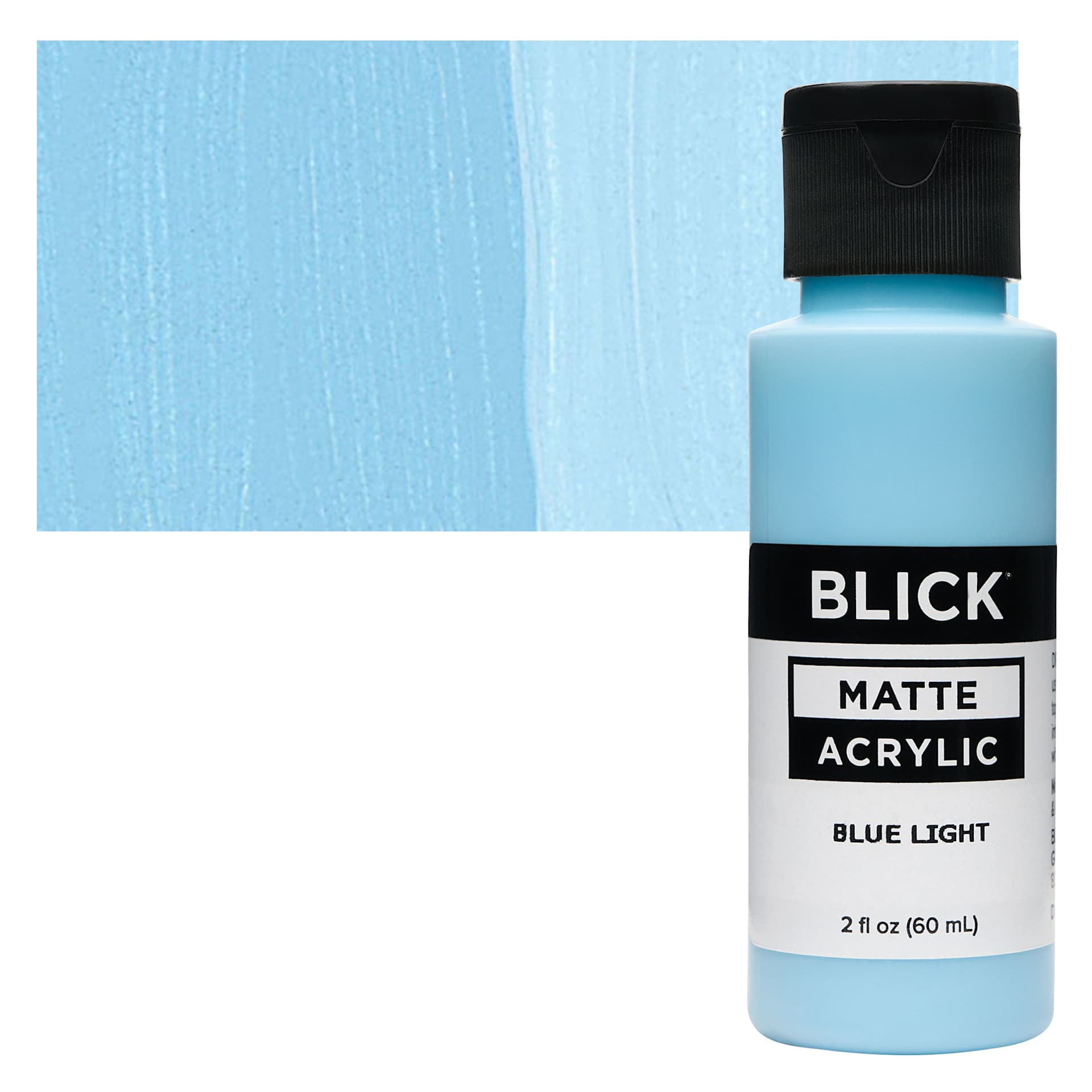 Blick Matte Acrylic - Blue Light, 2 oz bottle and swatch
