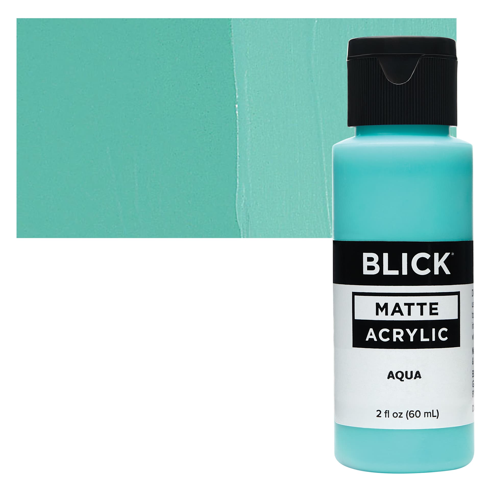 Blick Matte Acrylic - Aqua, 2 oz bottle and swatch