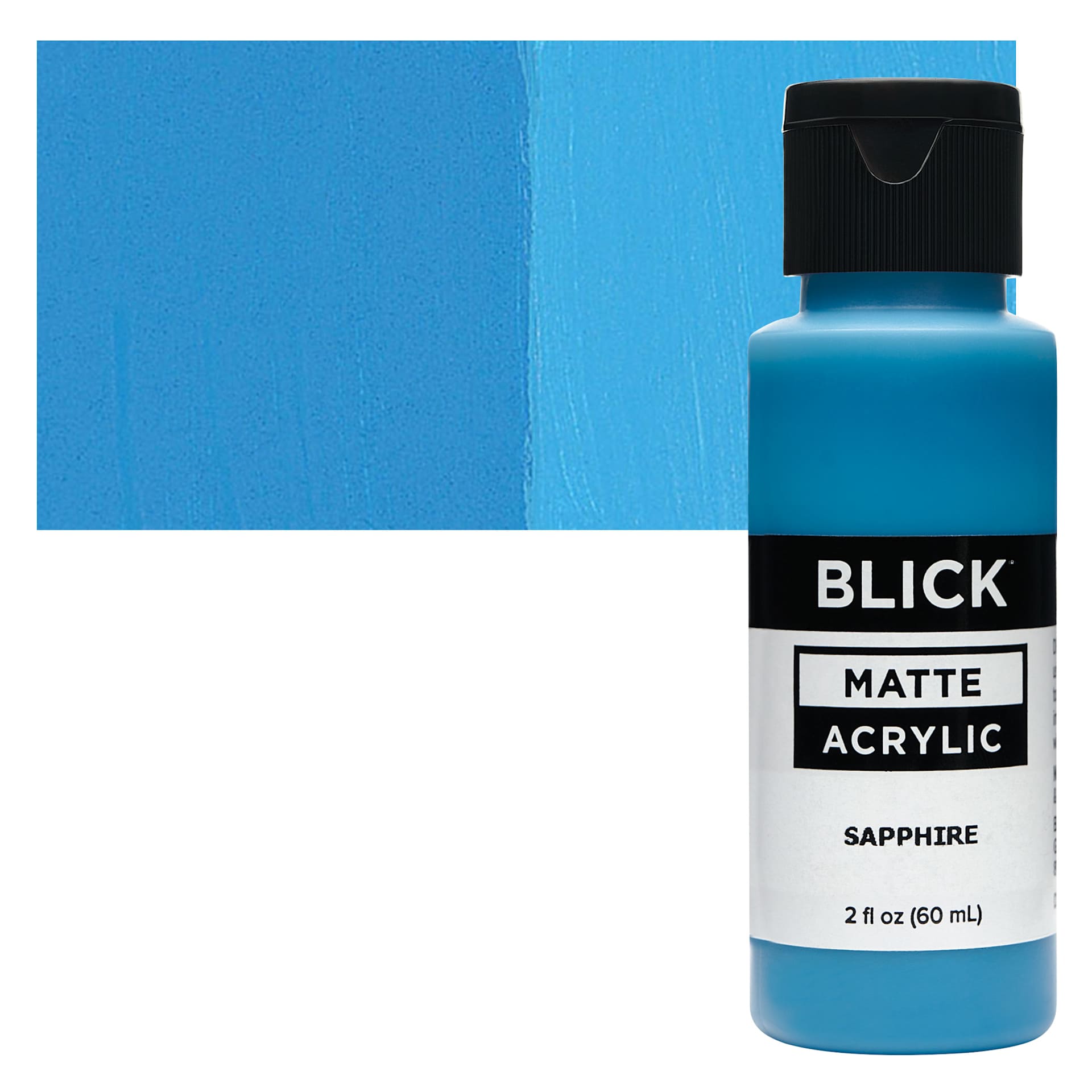 Blick Matte Acrylic - Sapphire, 2 oz bottle and swatch