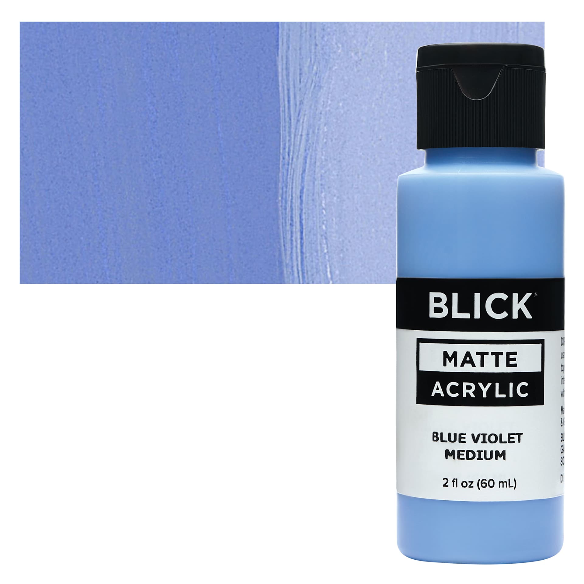 Blick Matte Acrylic - Blue Violet Medium, 2 oz bottle and swatch