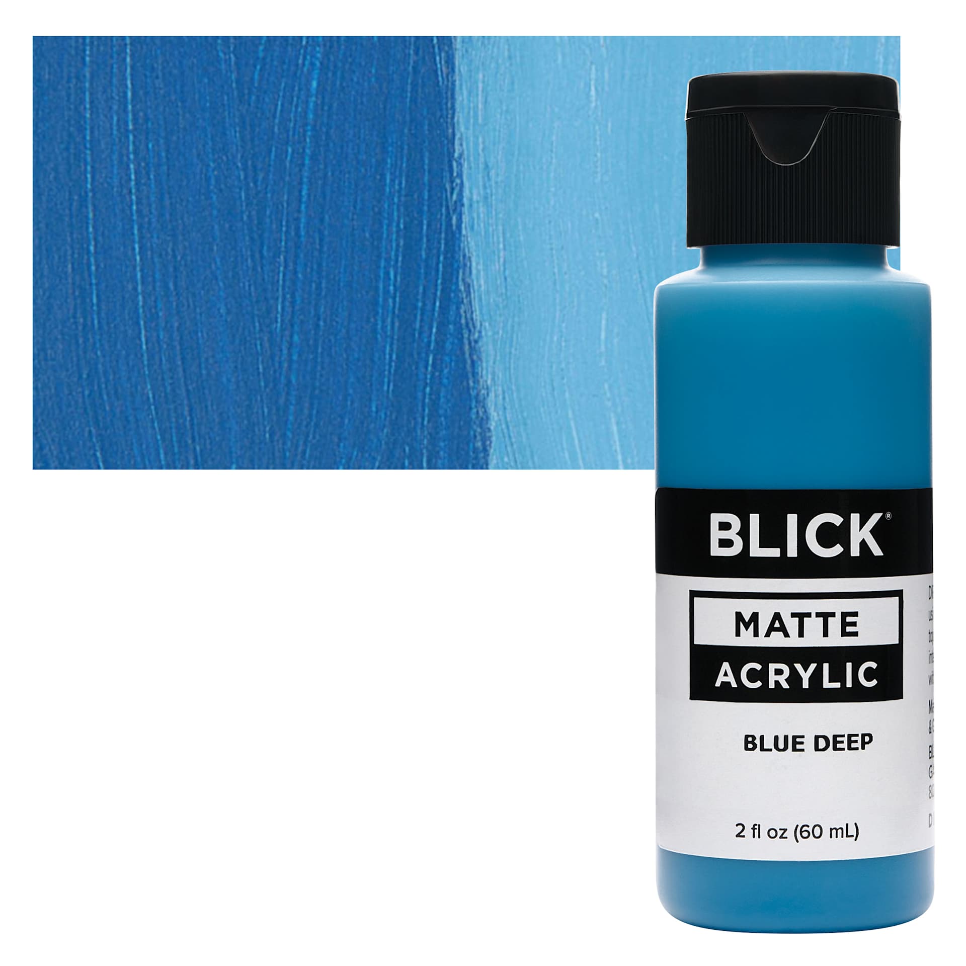 Blick Matte Acrylic - Blue Deep, 2 oz bottle and swatch