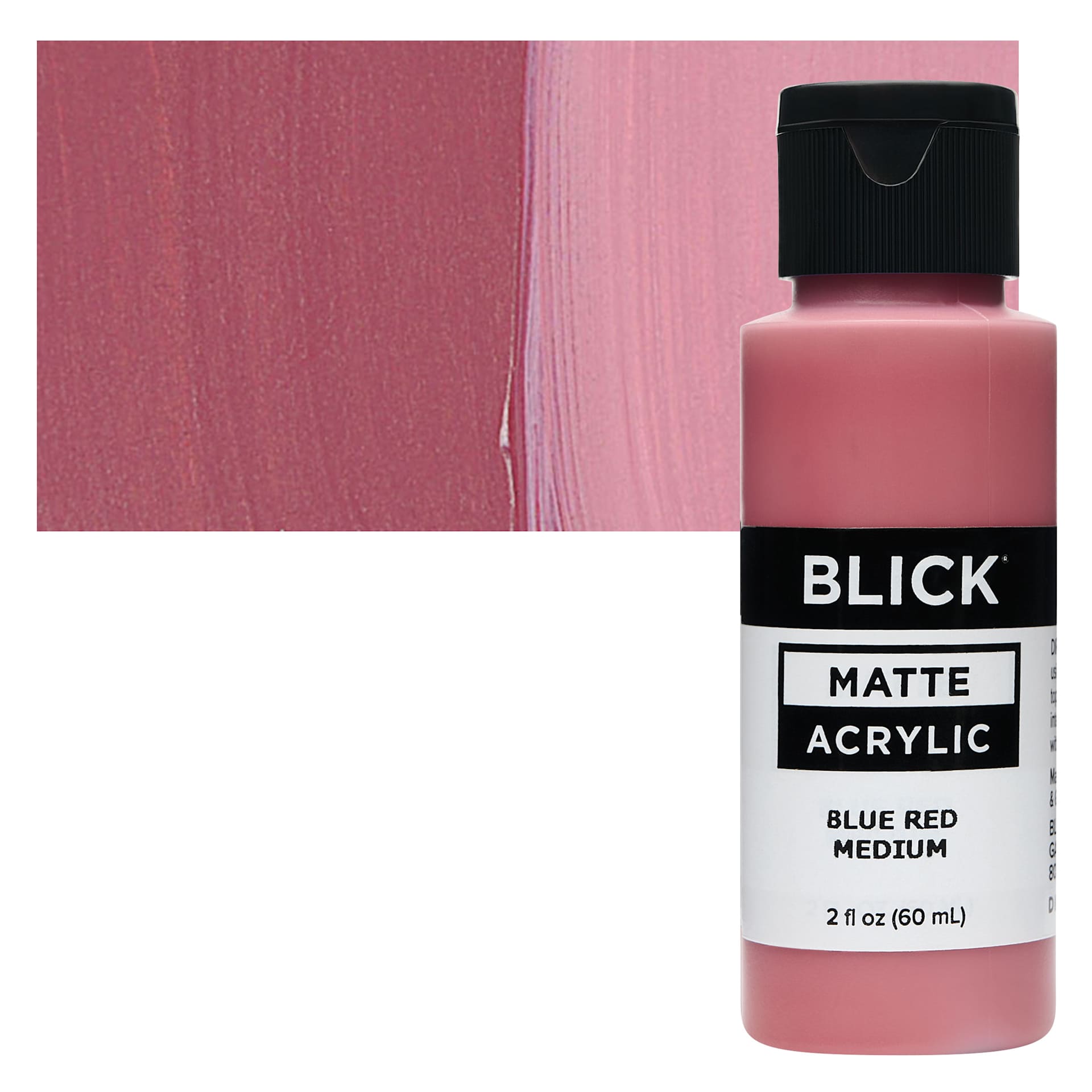 Blick Matte Acrylic - Blue Red Medium, 2 oz bottle and swatch