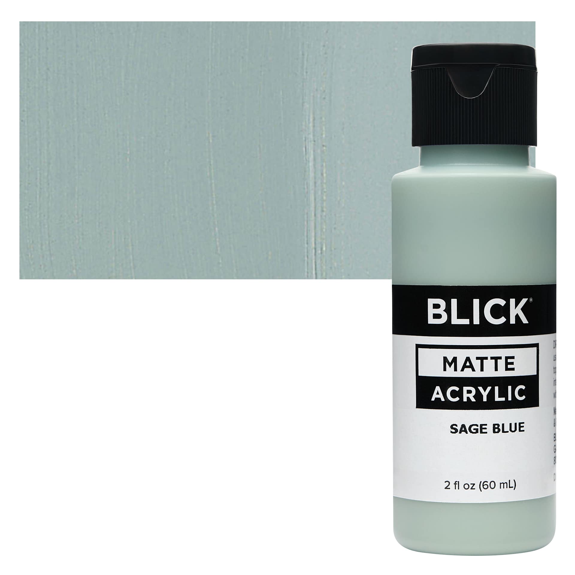 Blick Matte Acrylic - Sage Blue, 2 oz bottle and swatch