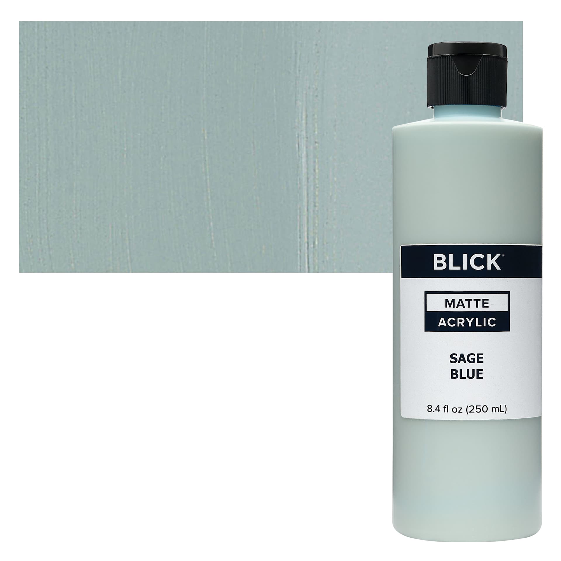 Blick Matte Acrylic - Sage Blue, 8 oz bottle and swatch
