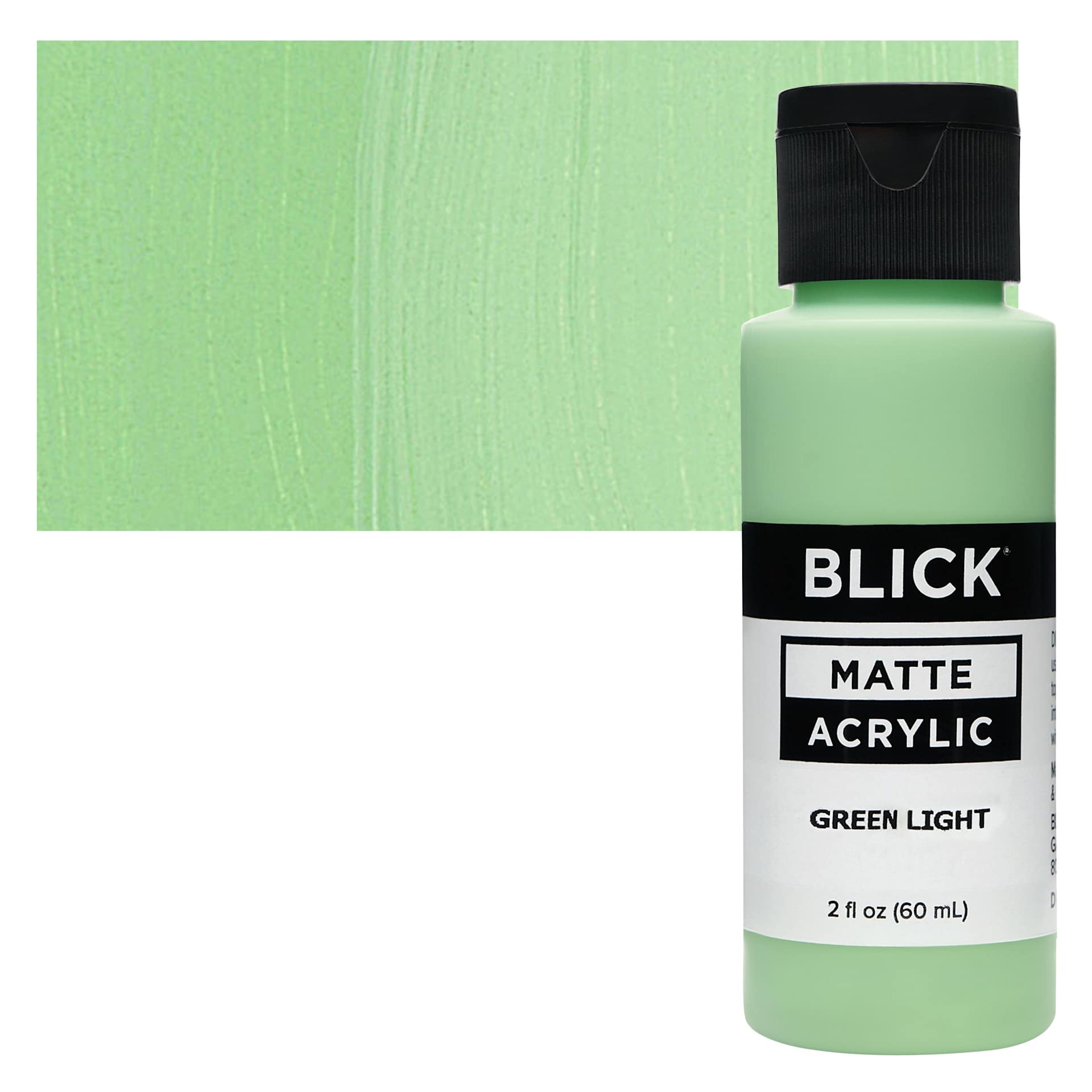 Blick Matte Acrylic - Green Light, 2 oz bottle and swatch