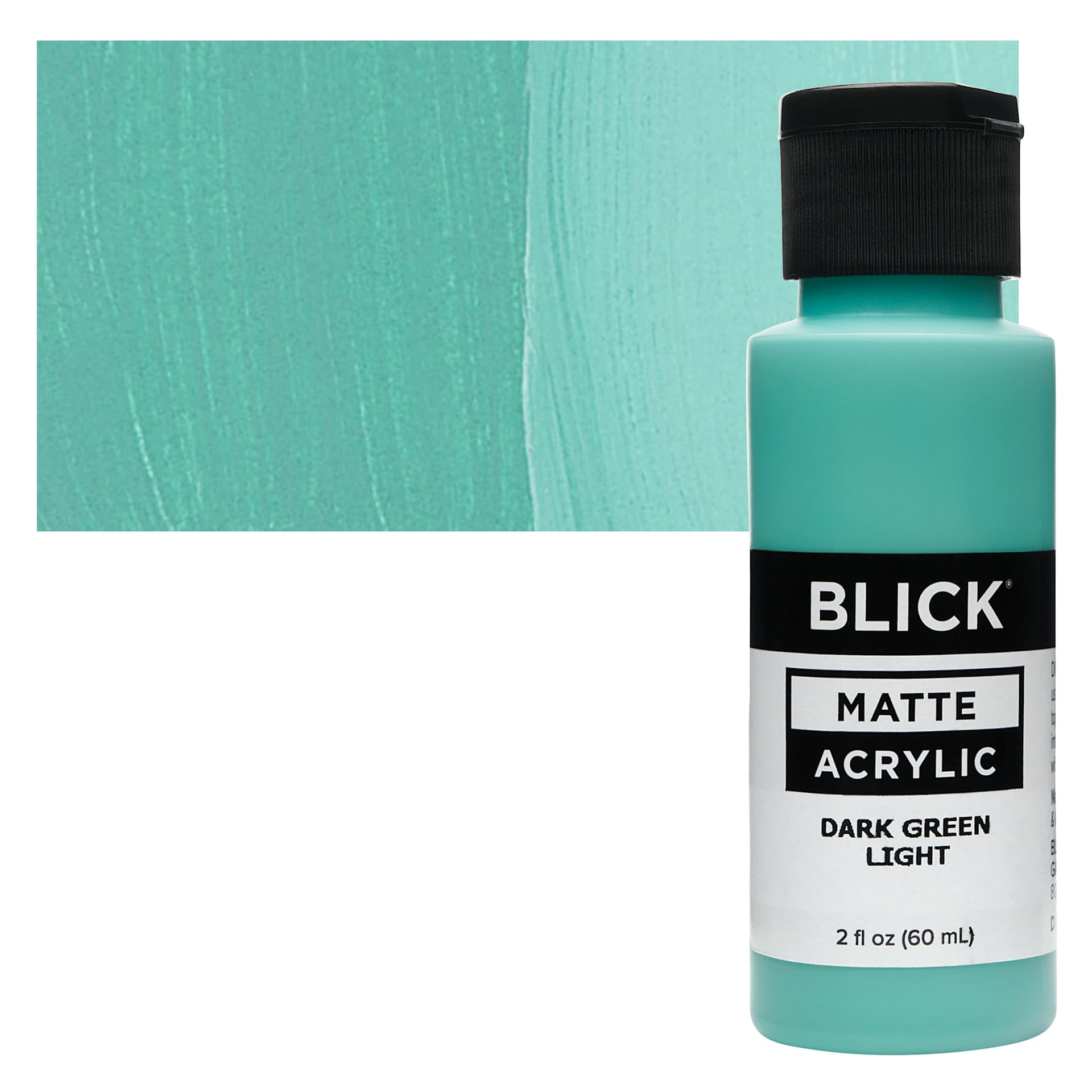 Blick Matte Acrylic - Dark Green Light, 2 oz bottle and swatch
