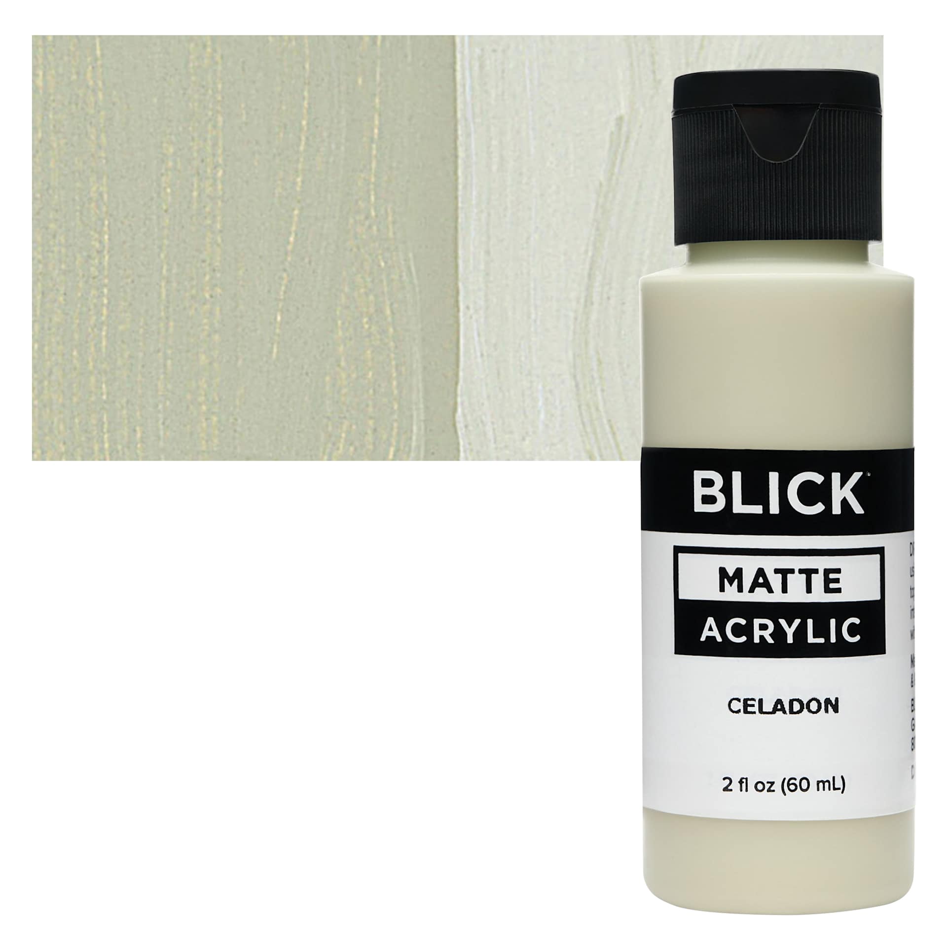 Blick Matte Acrylic - Celadon, 2 oz bottle and swatch