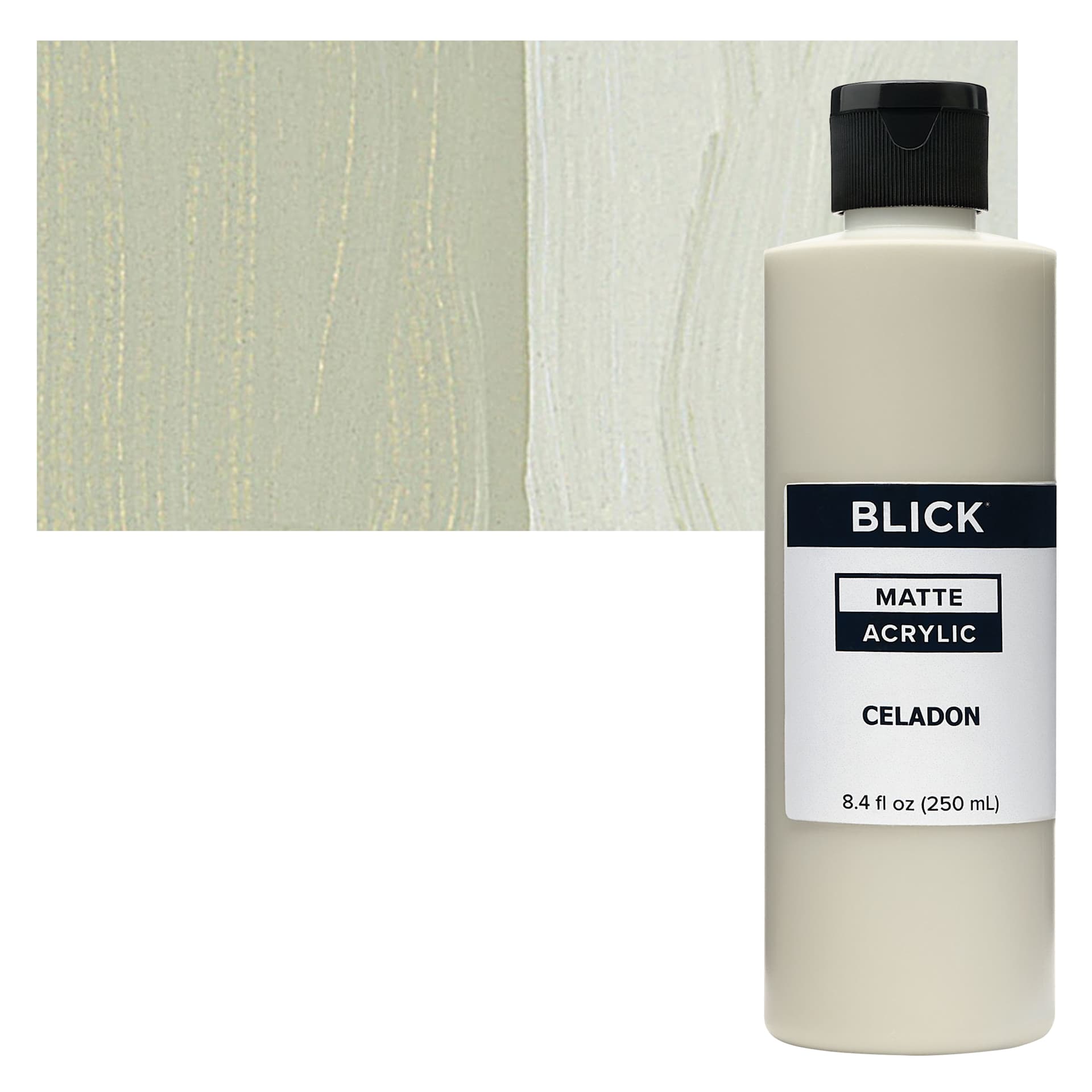 Blick Matte Acrylic - Celadon, 8 oz bottle and swatch