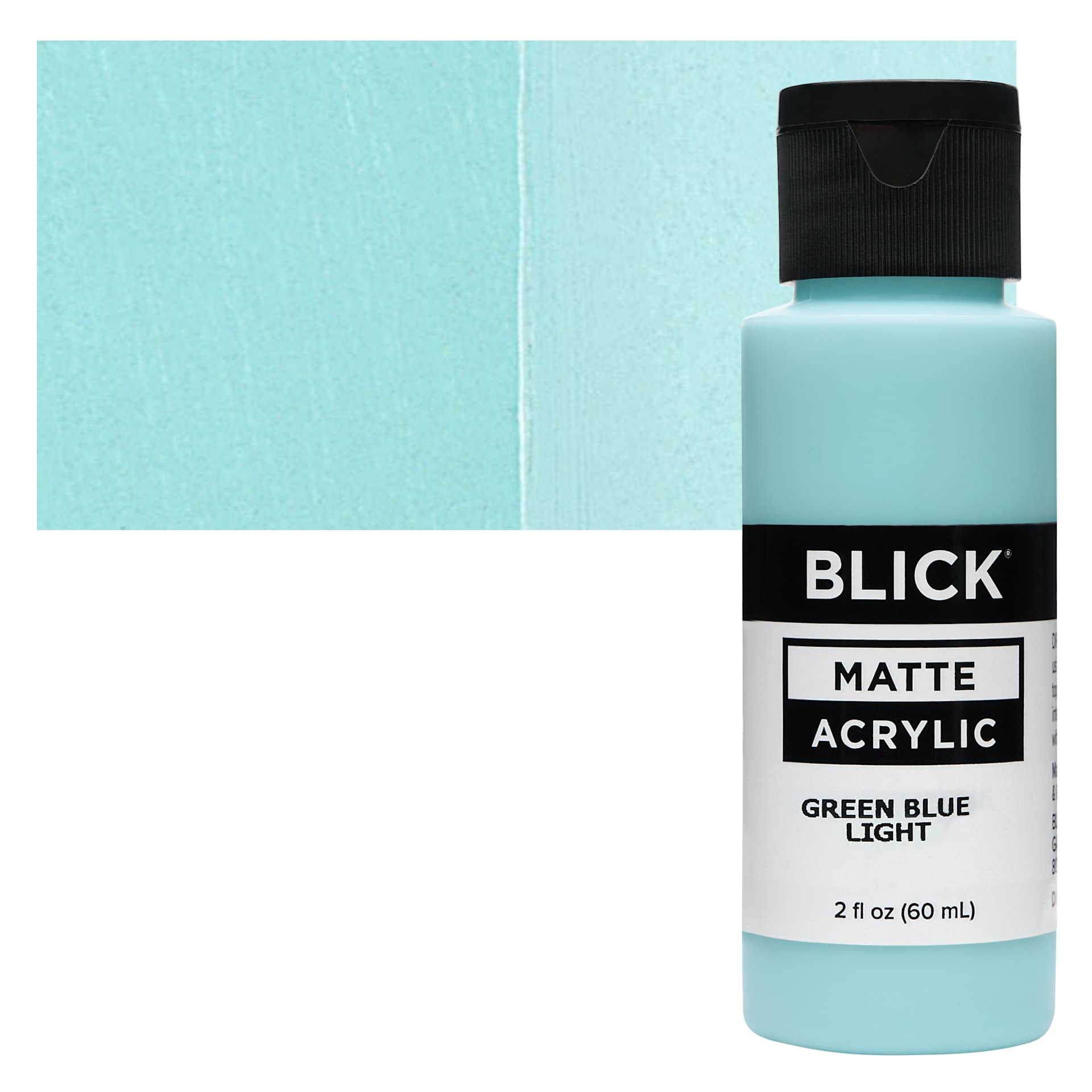 Blick Matte Acrylic - Green Blue Light, 2 oz bottle and swatch