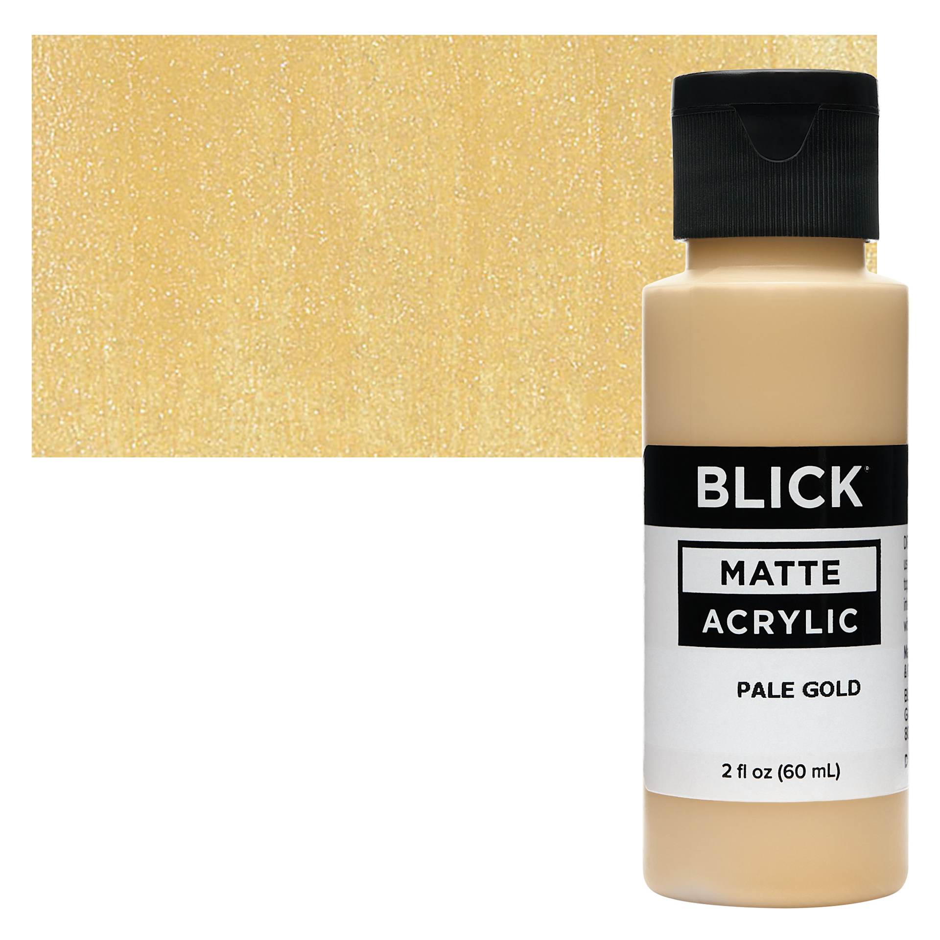 Blick Matte Acrylic - Pale Gold, 2 oz bottle and swatch