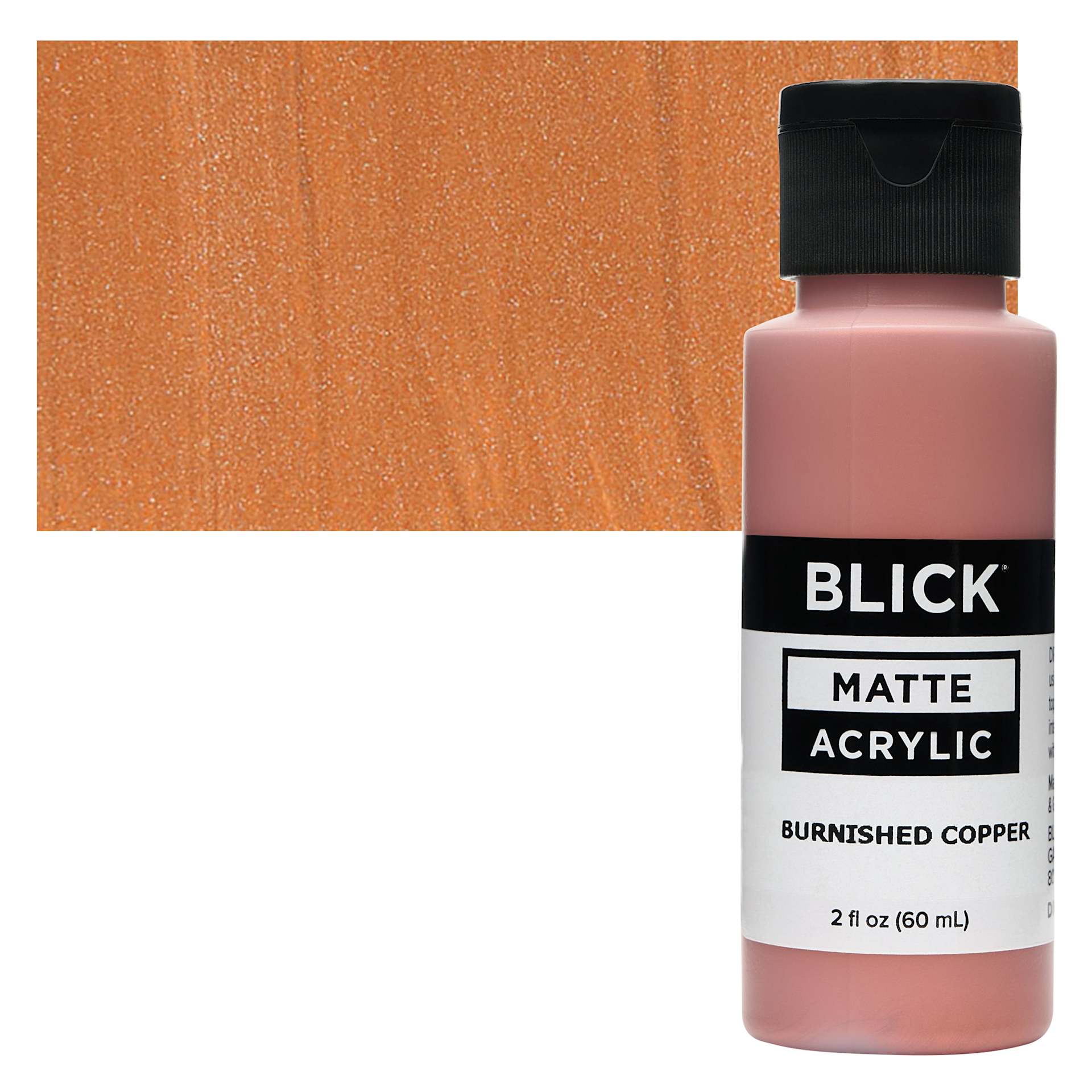 Blick Matte Acrylic - Burnished Copper, 2 oz bottle and swatch