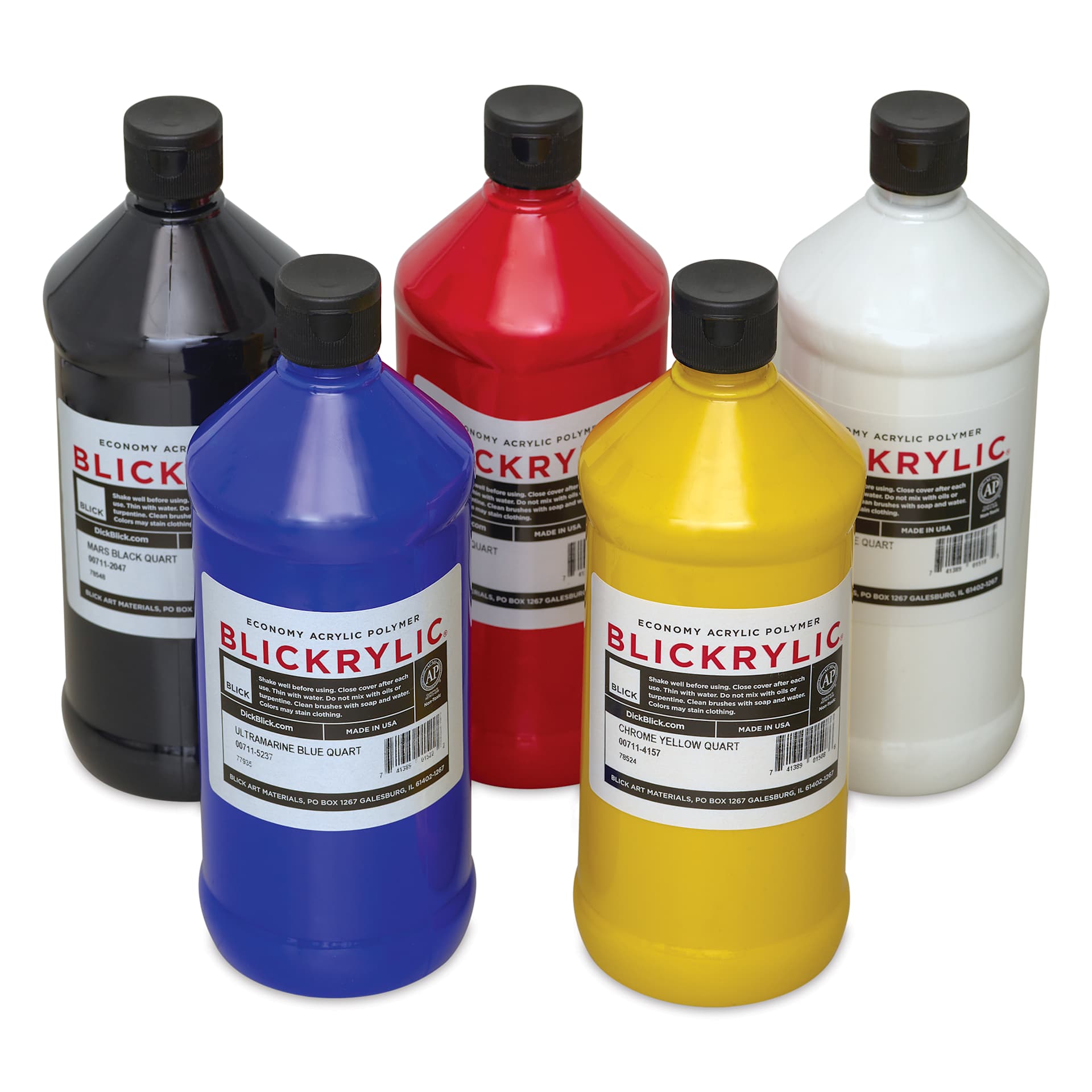 Blickrylic Student Acrylics - Color Mixing Set, 32 oz Bottles out of packaging