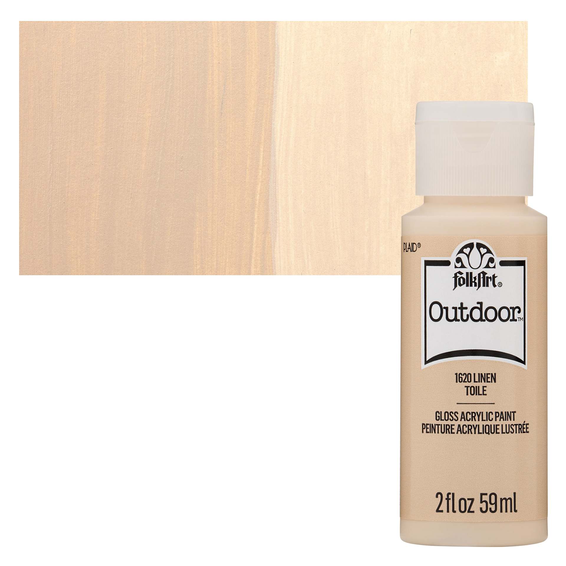 FolkArt Outdoor Acrylic Paint - Linen, 2 oz, Bottle and Swatch