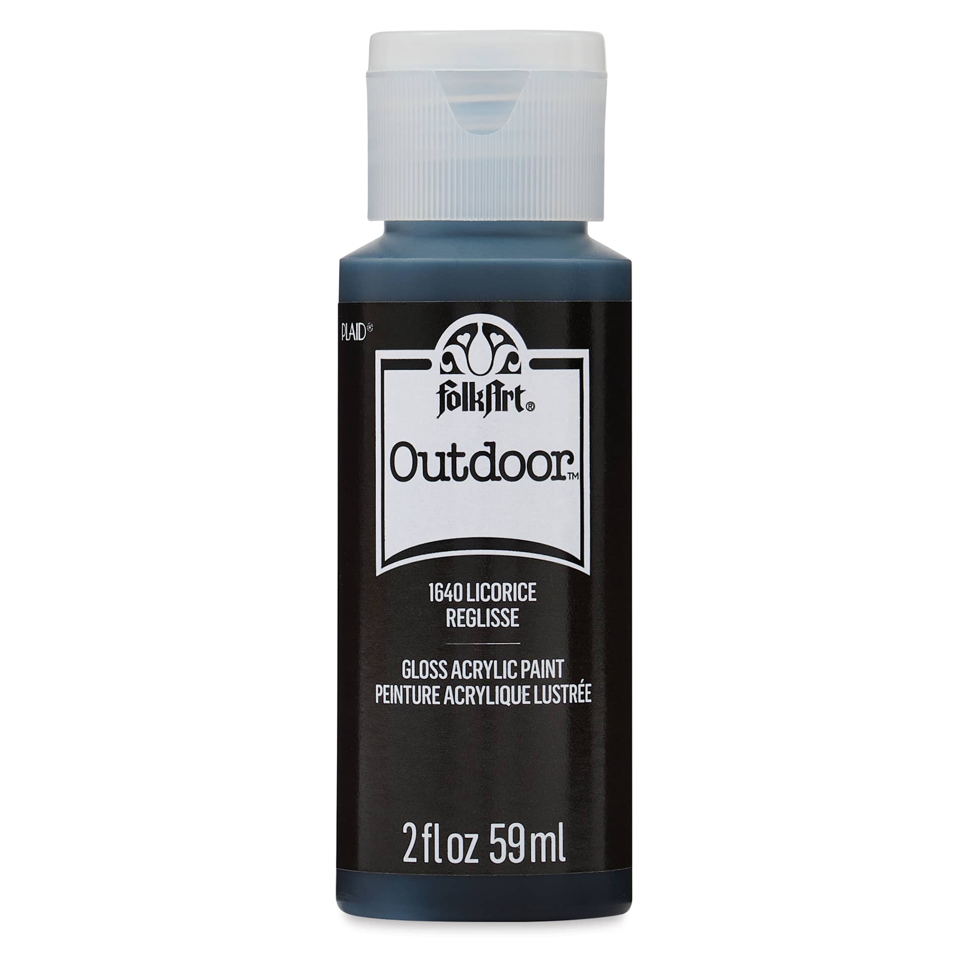 FolkArt Outdoor Acrylic Paint - Licorice, 2 oz, Bottle