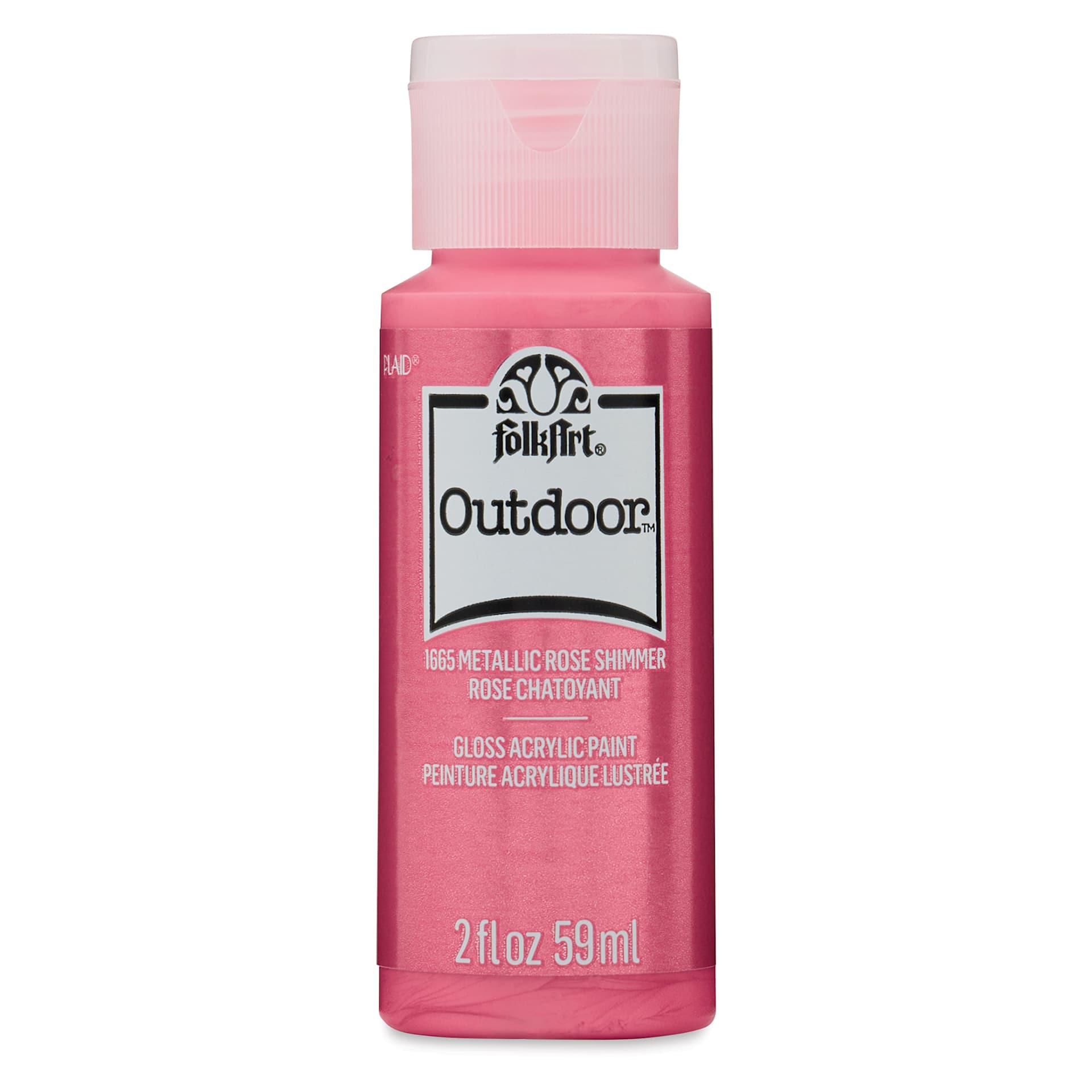FolkArt Outdoor Acrylic Paint - Metallic Rose Shimmer, 2 oz, Bottle
