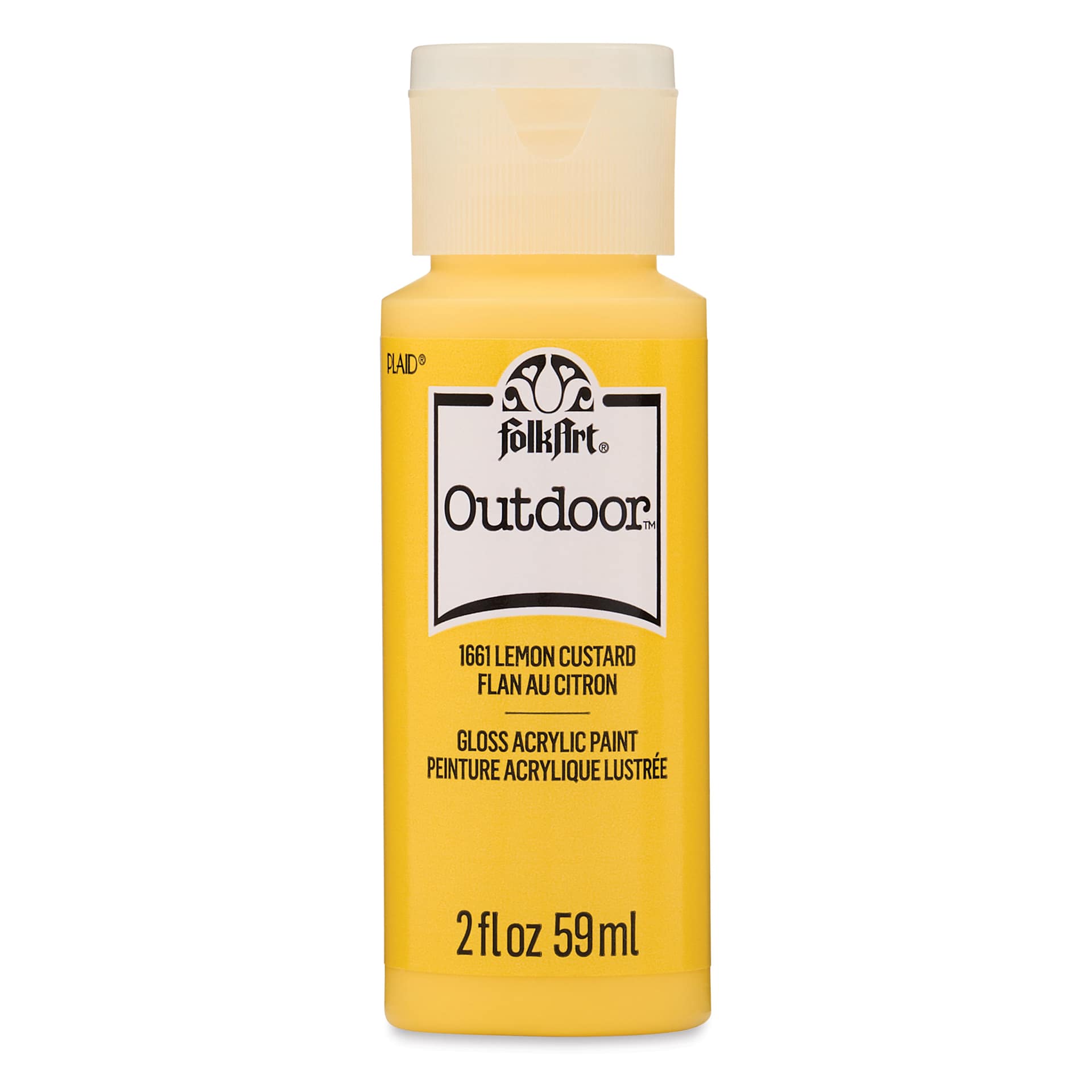 FolkArt Outdoor Acrylic Paint - Lemon Custard, 2 oz, Bottle