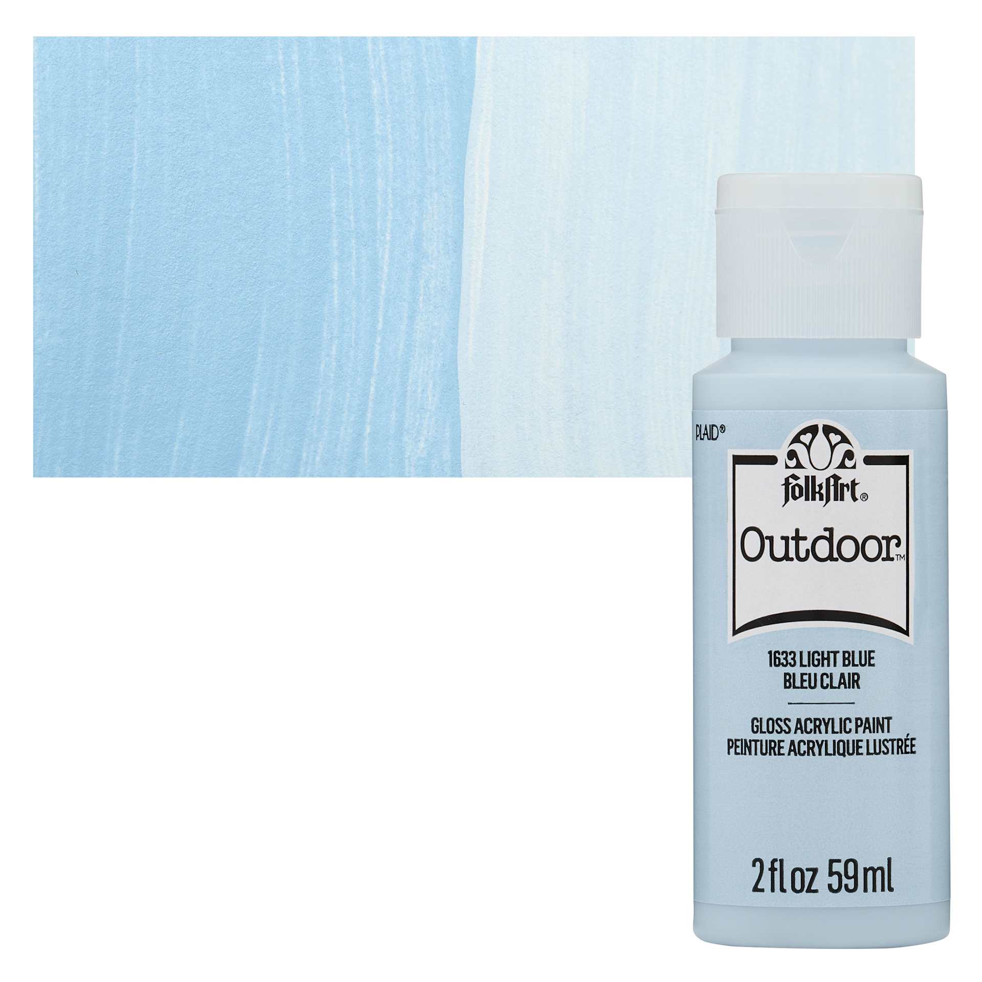 FolkArt Outdoor Acrylic Paint - Light Blue, 2 oz, Bottle and Swatch