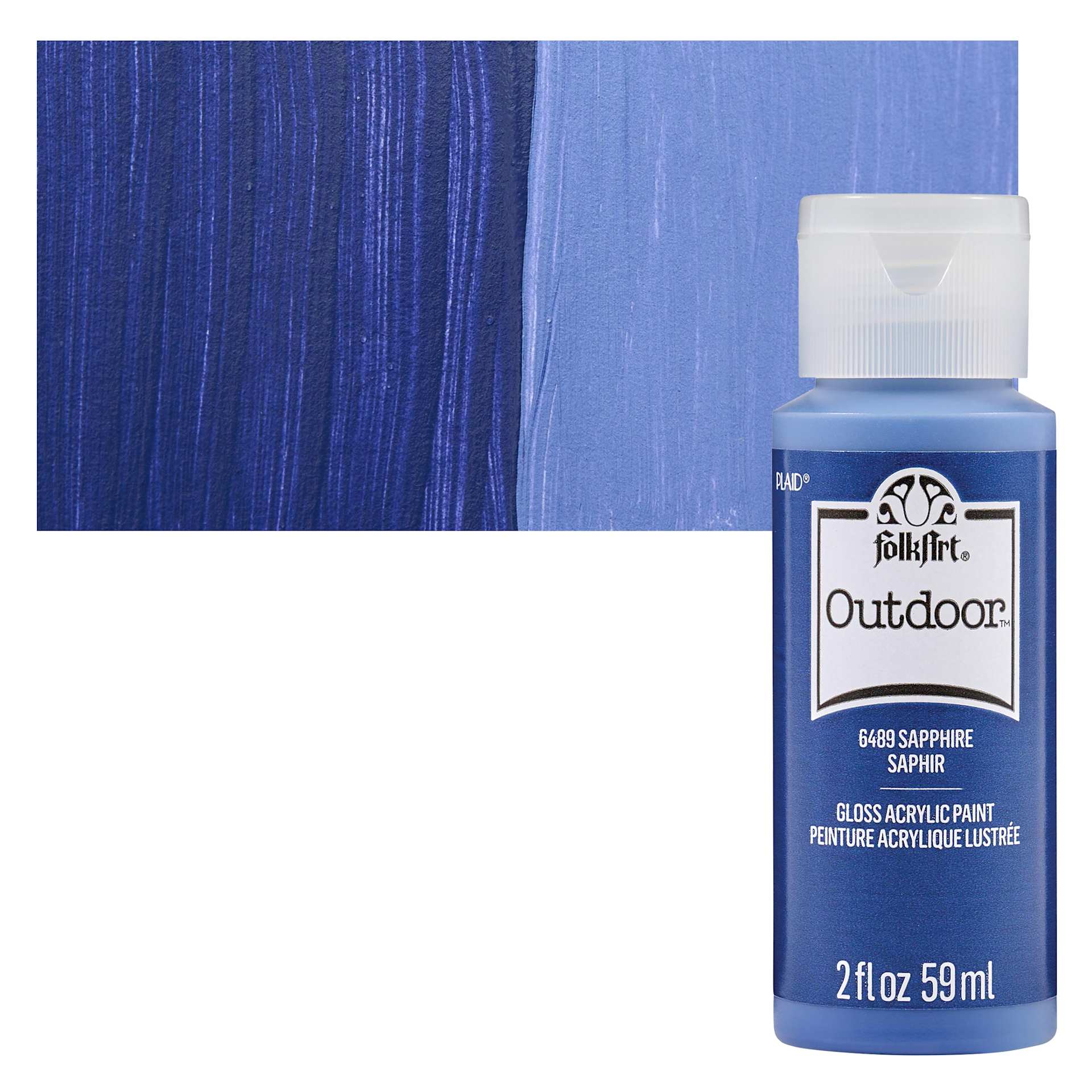 FolkArt Outdoor Acrylic Paint - Sapphire, 2 oz, Bottle and Swatch