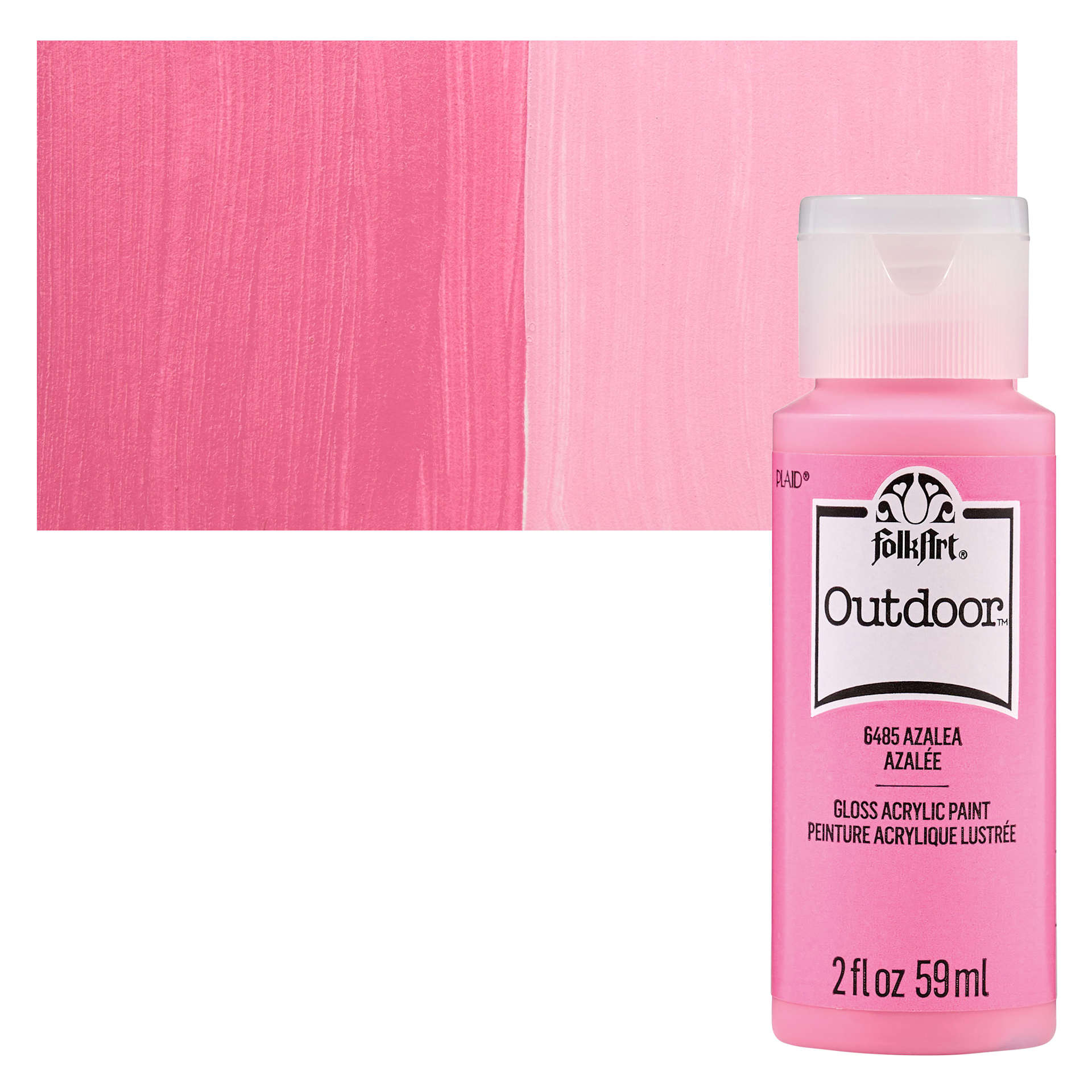 FolkArt Outdoor Acrylic Paint - Azalea, 2 oz, Bottle and Swatch