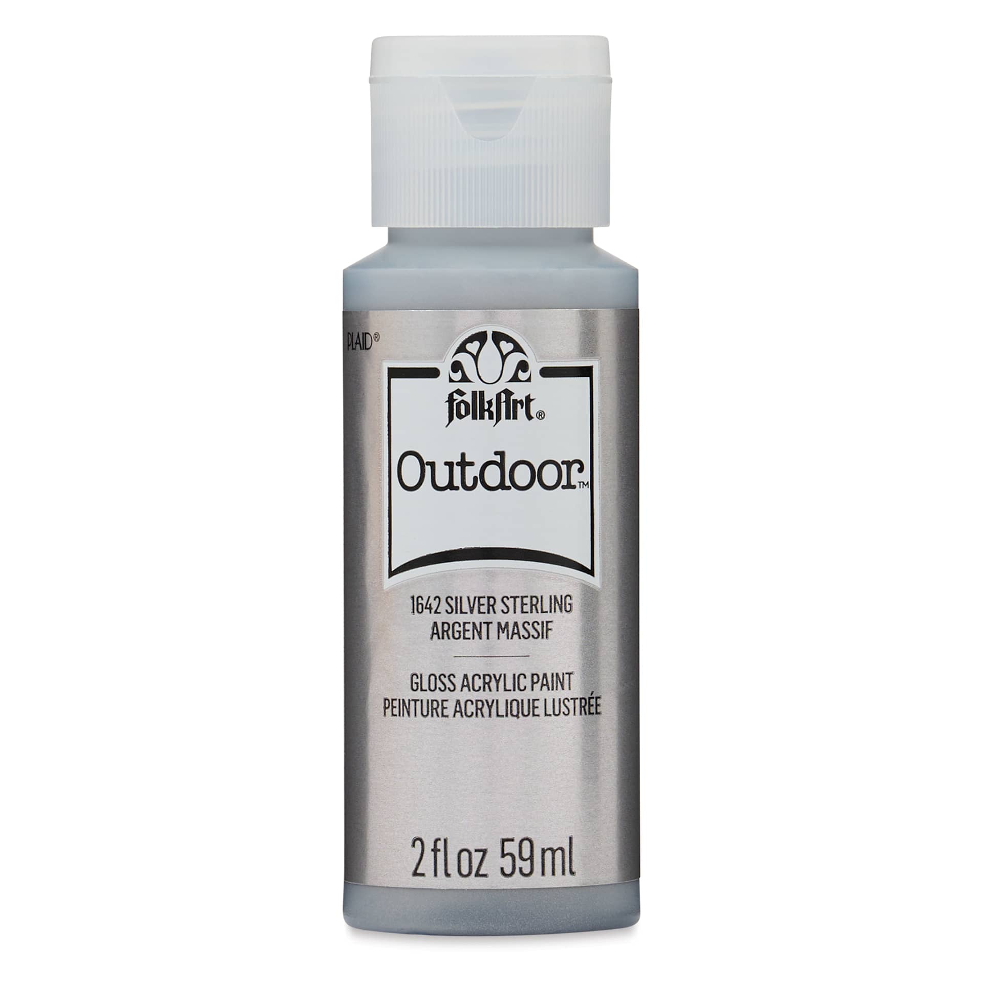 FolkArt Outdoor Acrylic Paint - Metallic Silver Sterling, 2 oz, Bottle