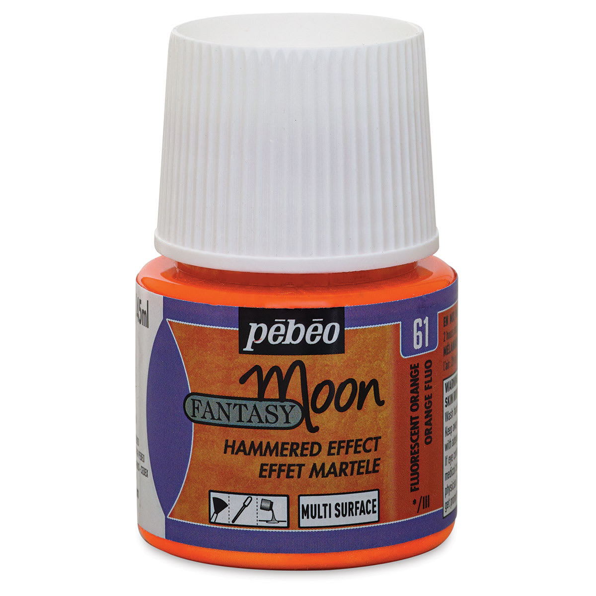 Pebeo Fantasy Moon Paints - Fluorescent Orange, 45 ml bottle