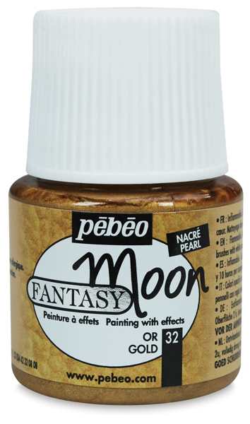 Pebeo Fantasy Moon Paints - Closeup of 45 ml bottle of Gold paint
