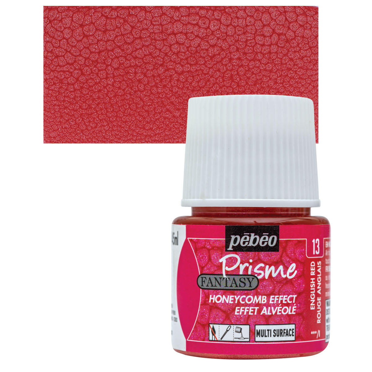 Pebeo Fantasy Prisme Paint - English Red, 45 ml bottle and swatch