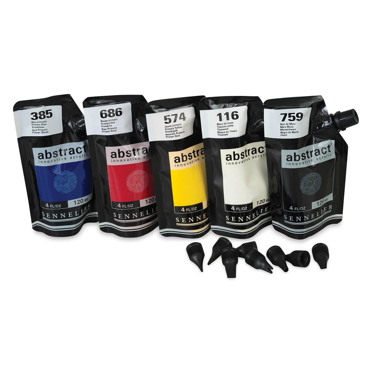 Sennelier Abstract Acrylic - Primary Set of 5, 120 ml pouch