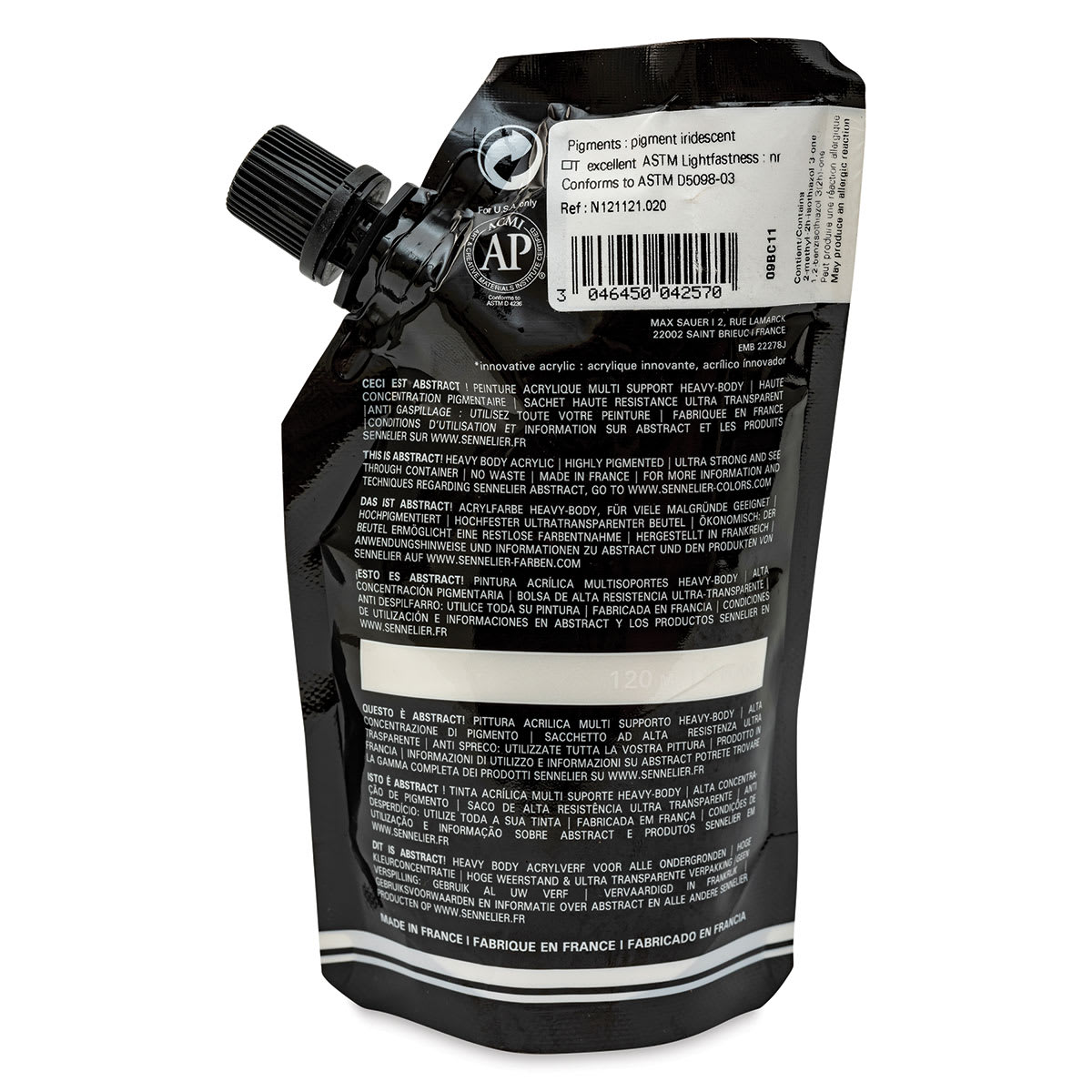 Sennelier Abstract Acrylic - Iridescent Pearl, 120 ml pouch back
