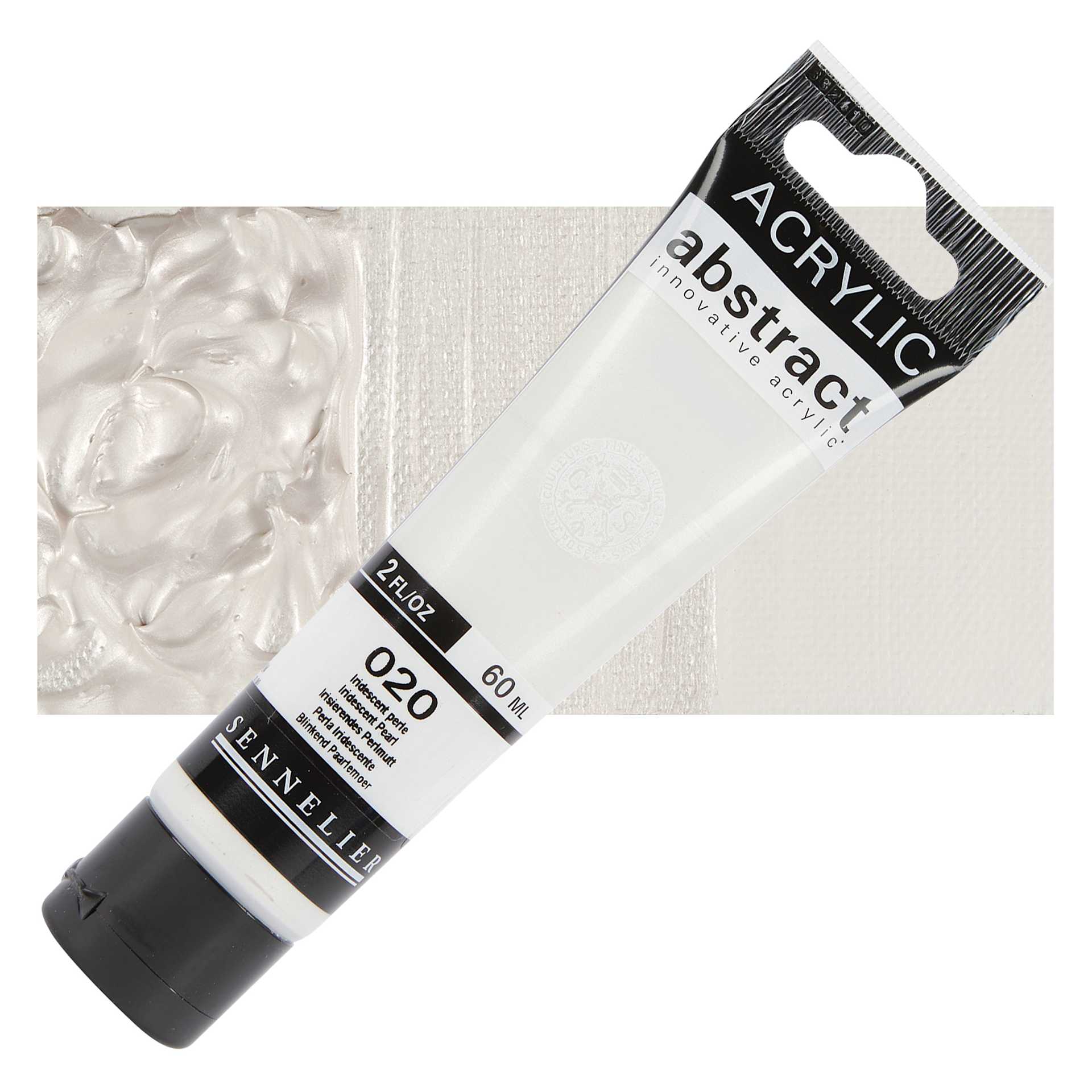 Sennelier Abstract Acrylic - Iridescent Pearl, 60 ml tube and swatch