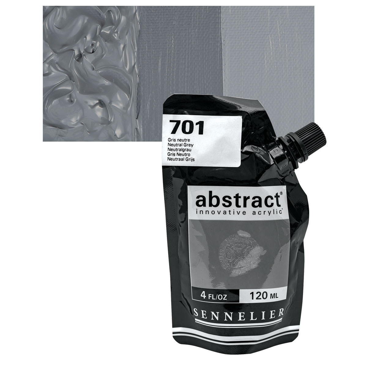 Sennelier Abstract Acrylic - Natural Gray, 120 ml pouch and swatch