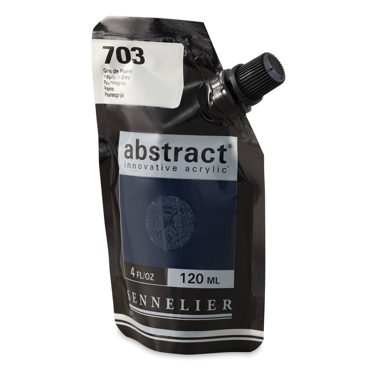 Sennelier Abstract Acrylic - Payne's Grey, 120 ml pouch side view