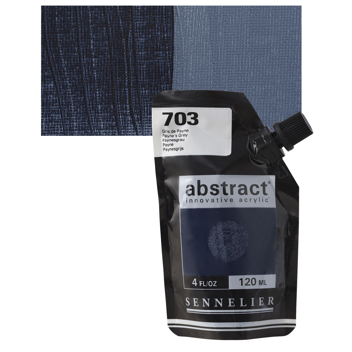 Sennelier Abstract Acrylic - Payne's Grey, 120 ml pouch and swatch