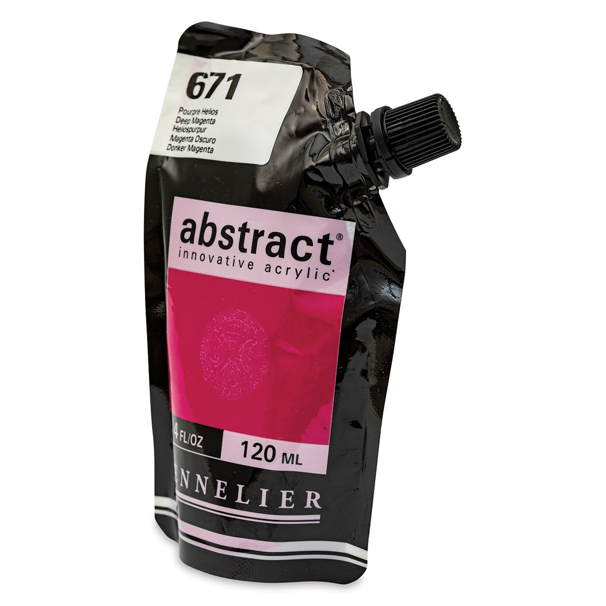 Sennelier Abstract Acrylic - Deep Magenta, 120 ml pouch side view