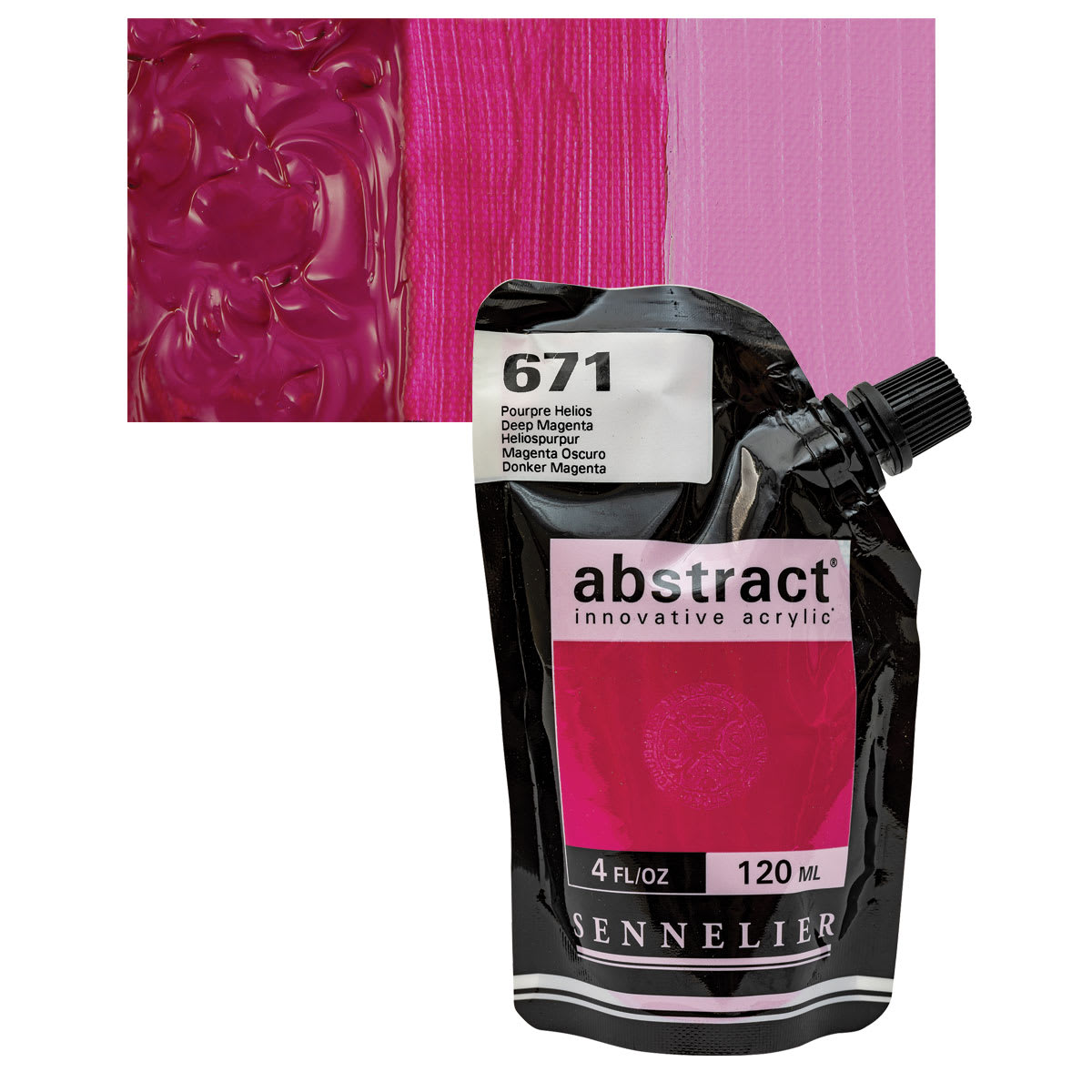 Sennelier Abstract Acrylic - Deep Magenta, 120 ml pouch and swatch