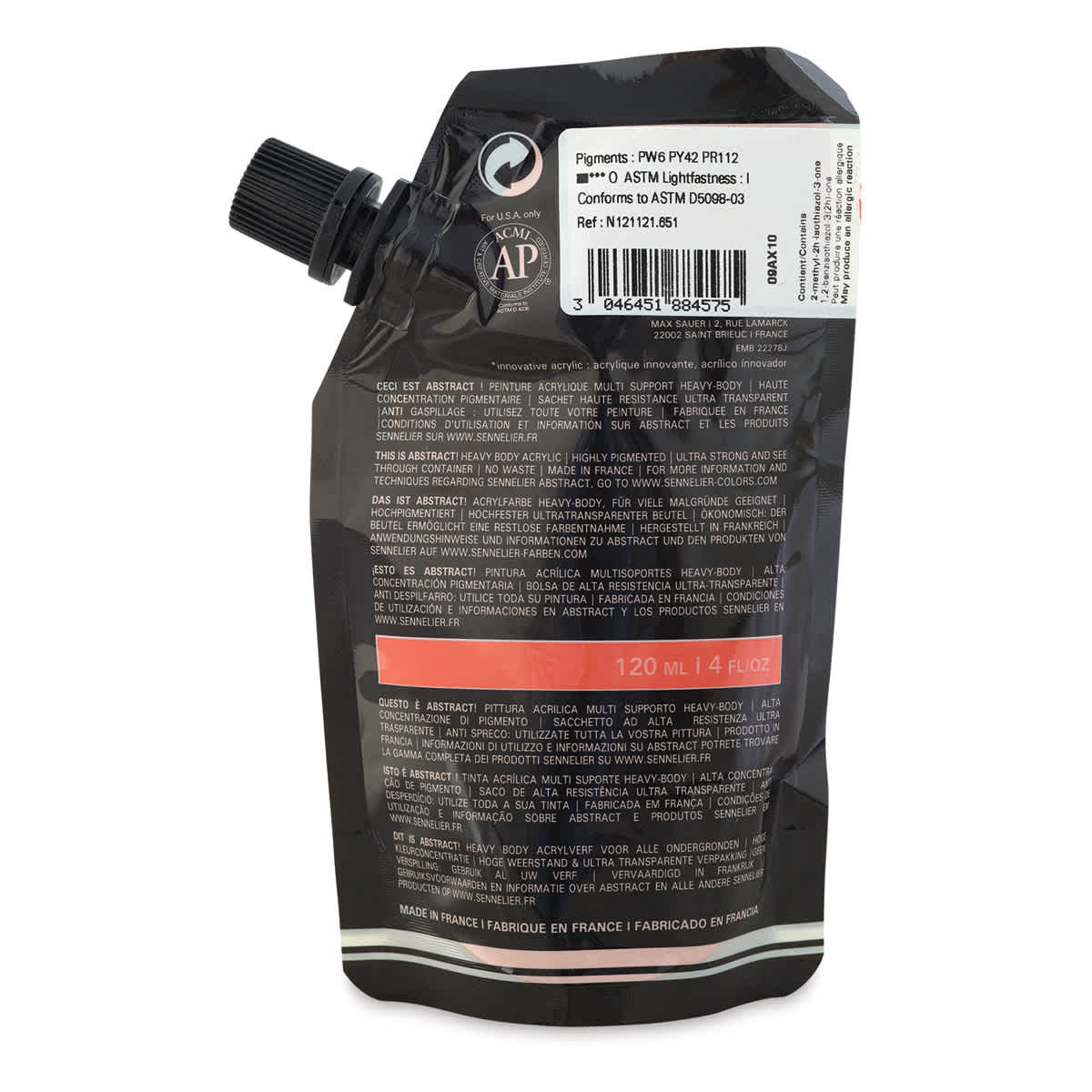 Sennelier Abstract Acrylic - Venetian Pink, 120 ml pouch back