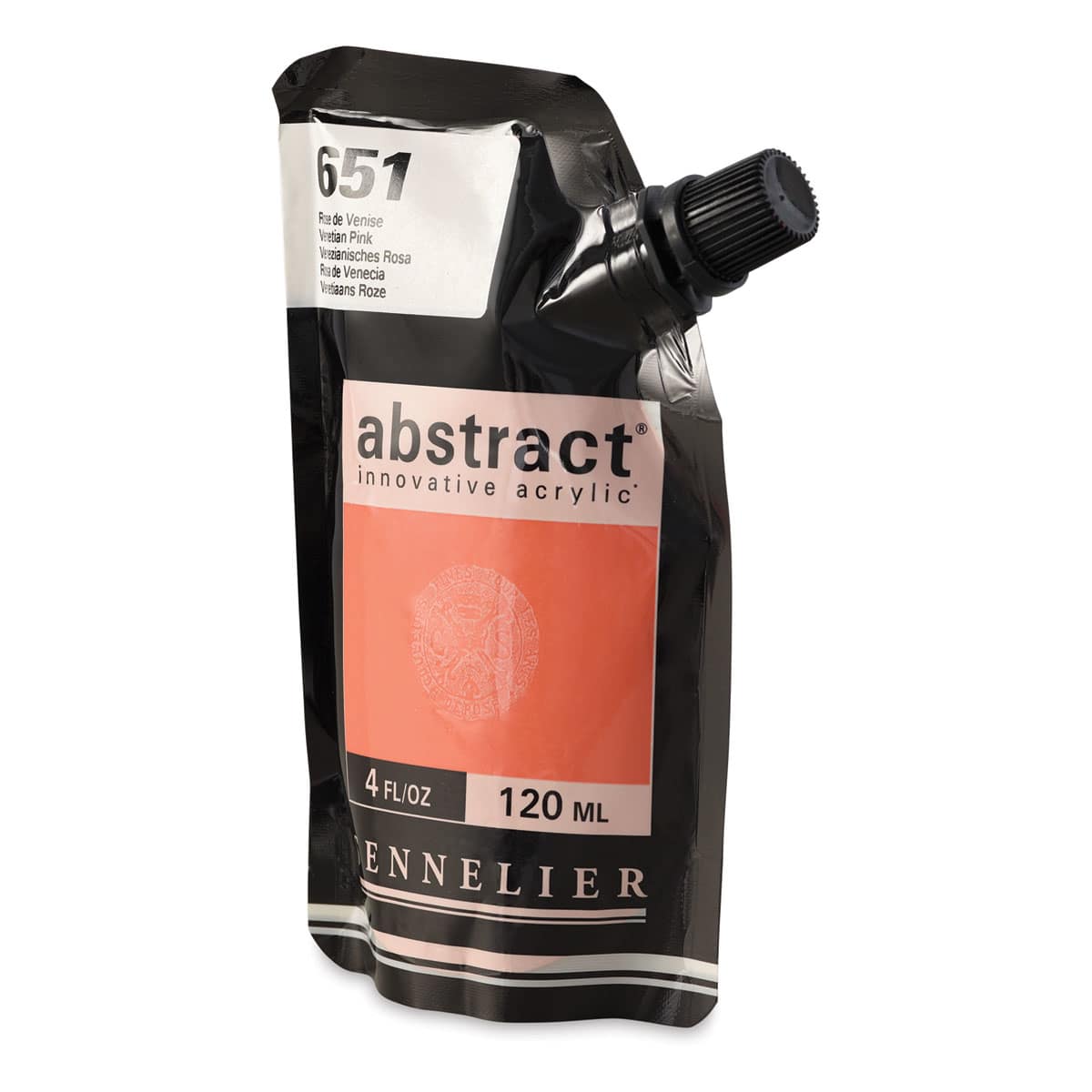 Sennelier Abstract Acrylic - Venetian Pink, 120 ml pouch side view