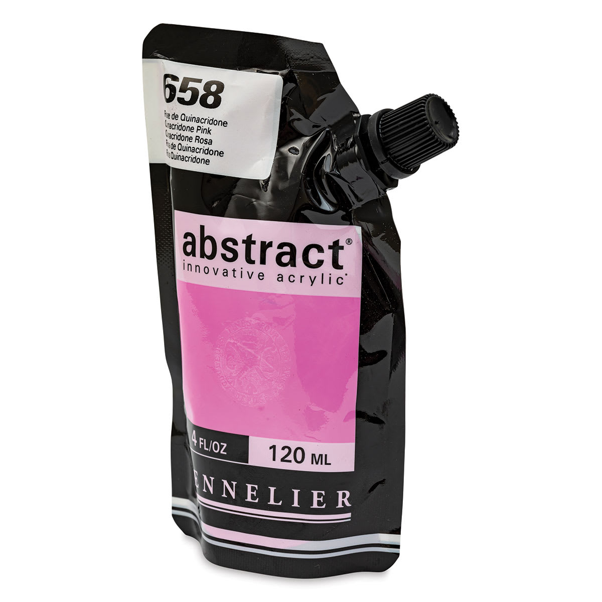 Sennelier Abstract Acrylic - Quinacridone Pink, 120 ml pouch side view