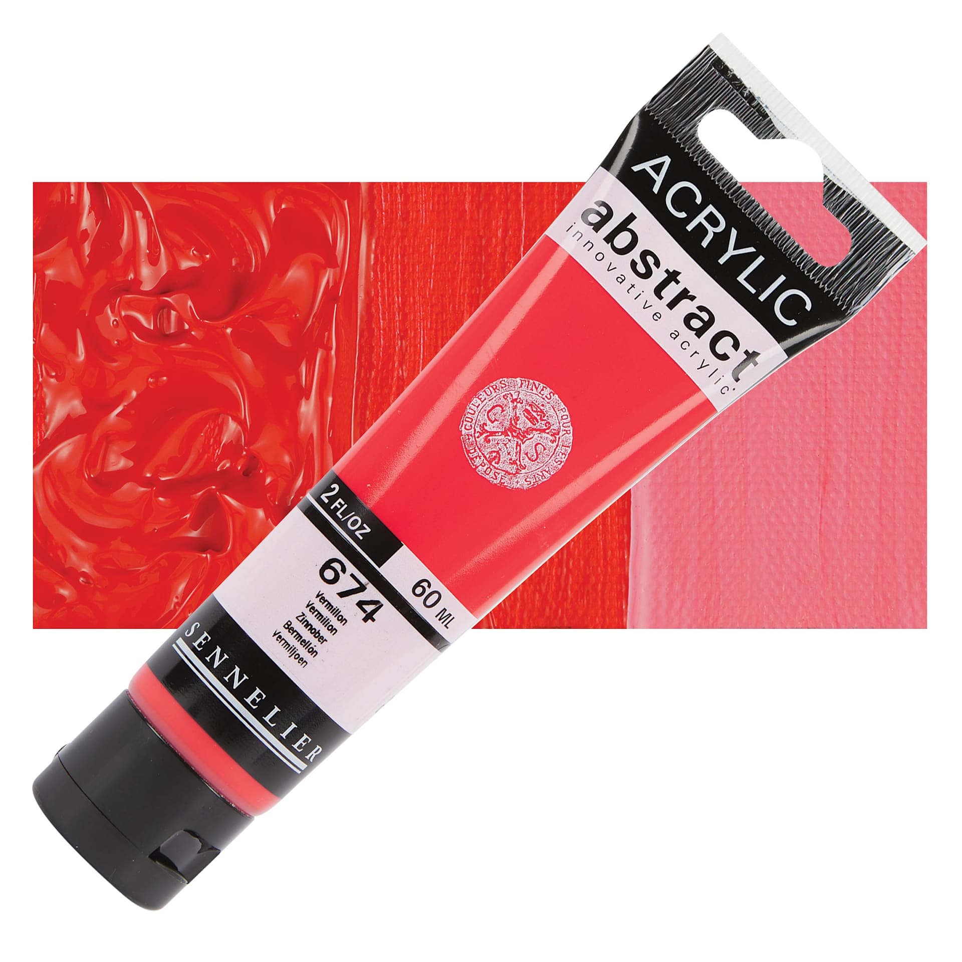 Sennelier Abstract Acrylic - Vermilion, 60 ml tube and swatch