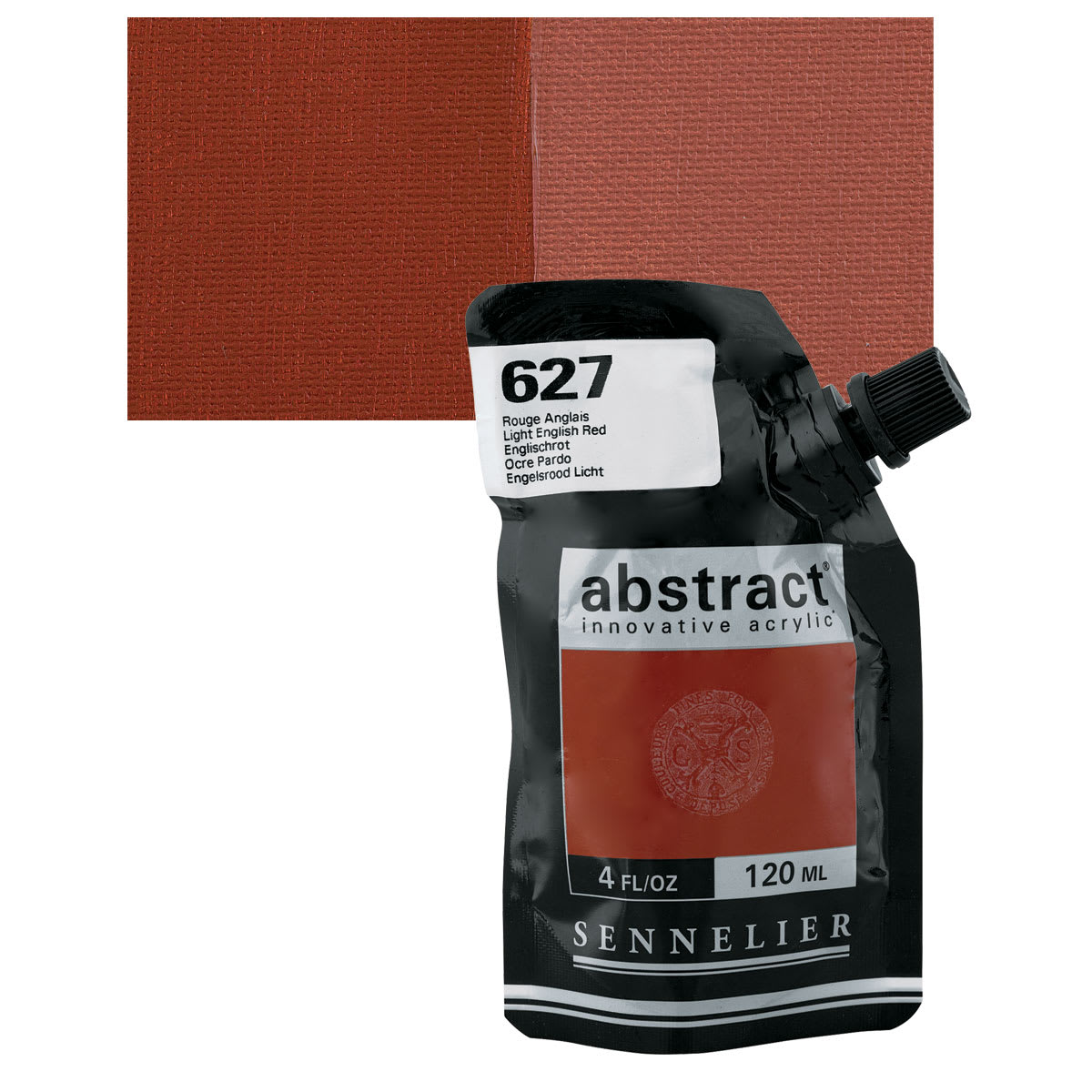 Sennelier Abstract Acrylic - Light English Red, 120 ml pouch and swatch